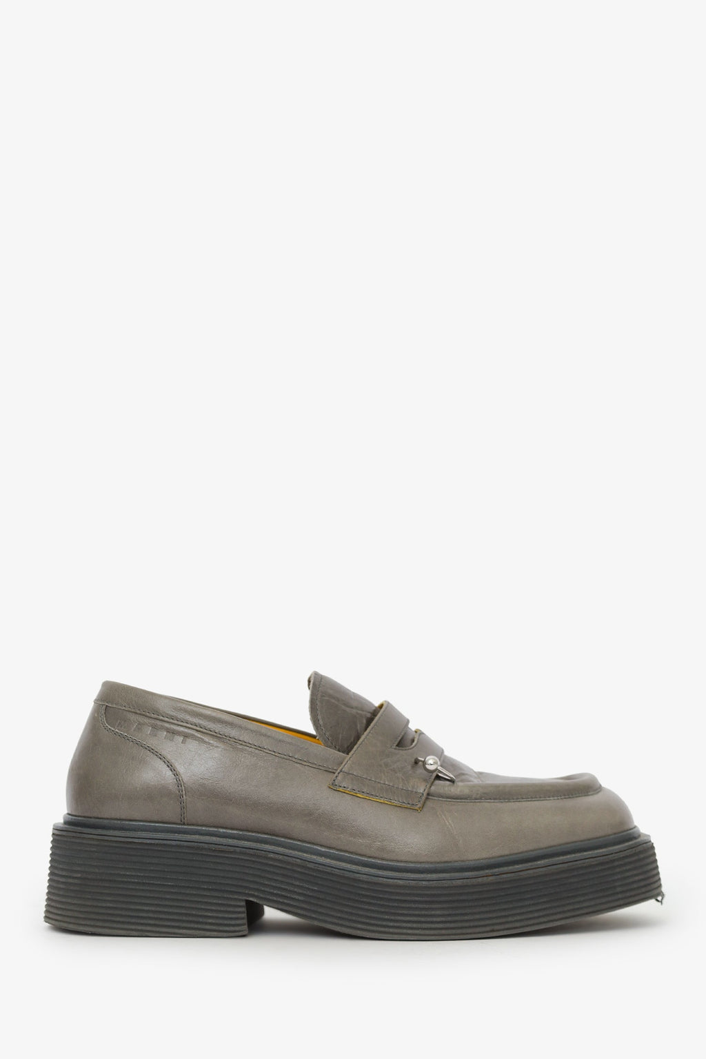 Marni Grey Leather Piercing Square-toe Loafers Size 41 Mens