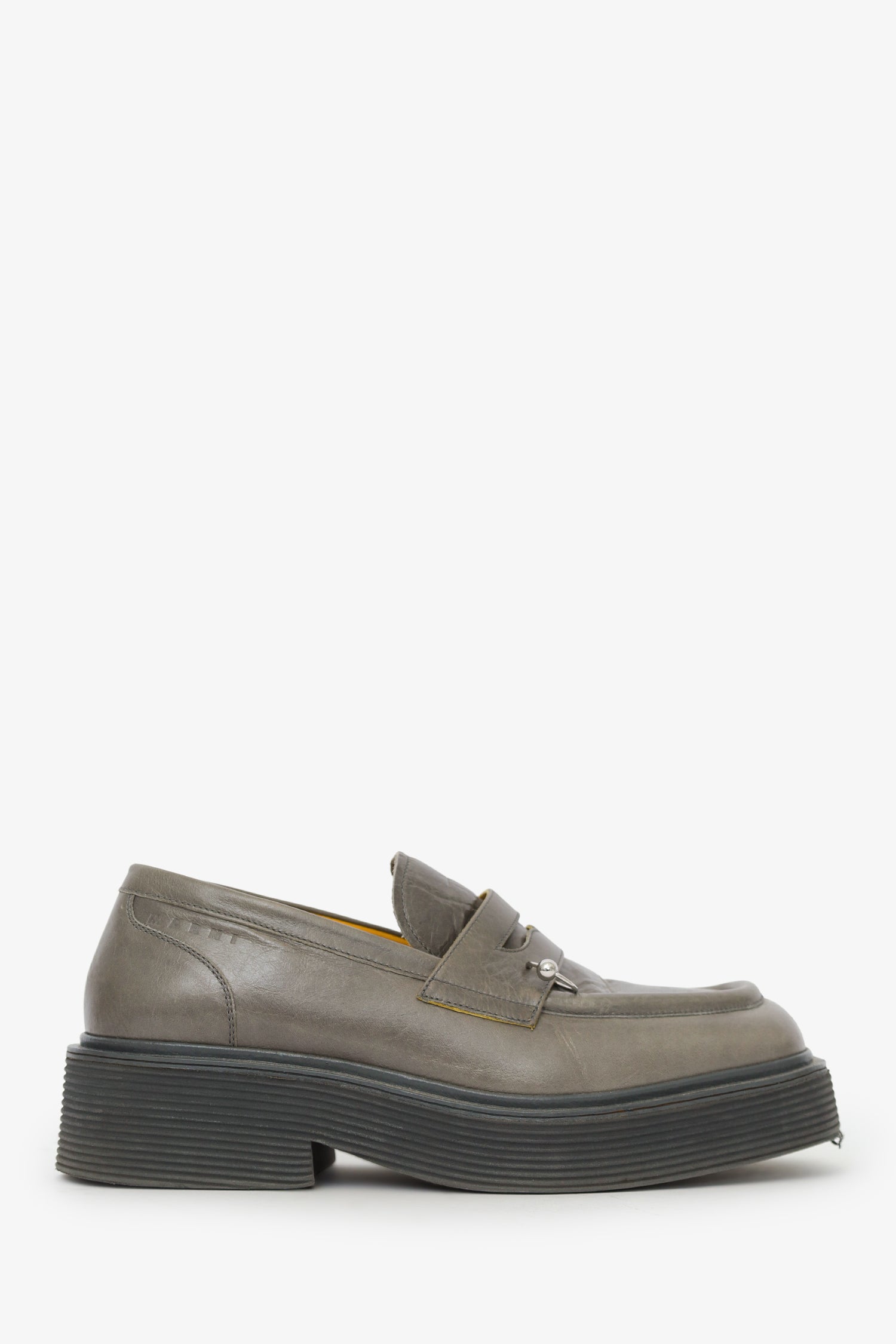 Marni Grey Leather Piercing Square-toe Loafers Size 41 Mens