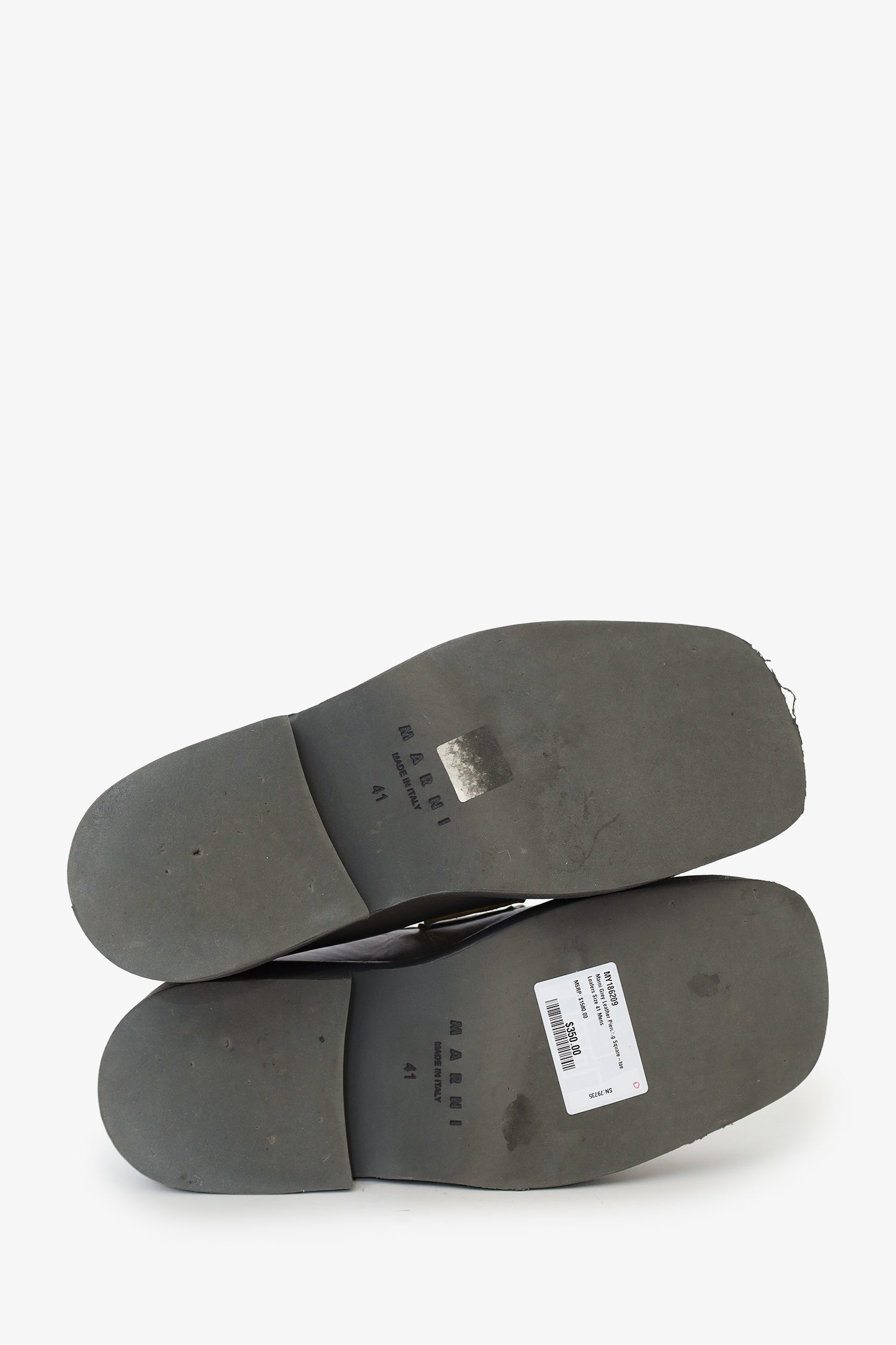 Marni Grey Leather Piercing Square-toe Loafers Size 41 Mens