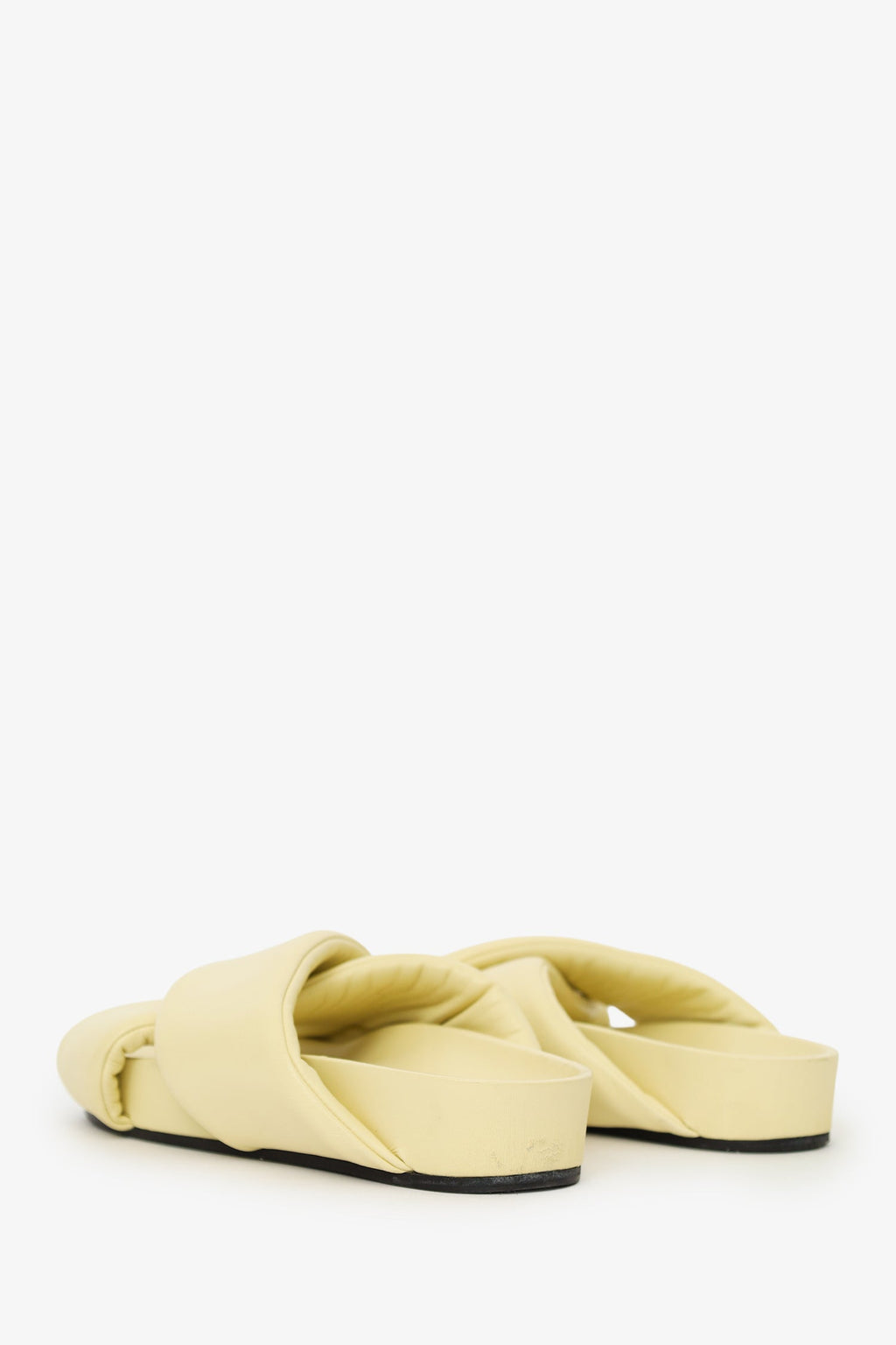 Jil Sander Yellow Padded Leather Criss-cross Sandals Size 41 Mens