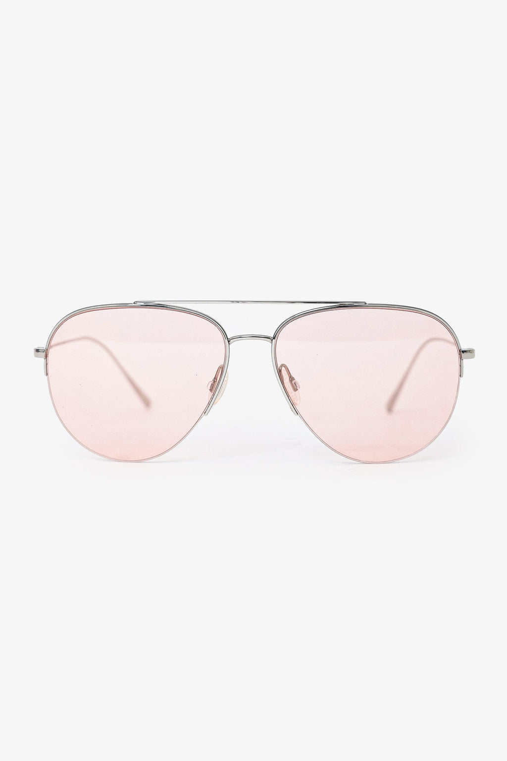 Oliver Peoples Pink/Silver 'Cleamons' Aviator Sunglasses