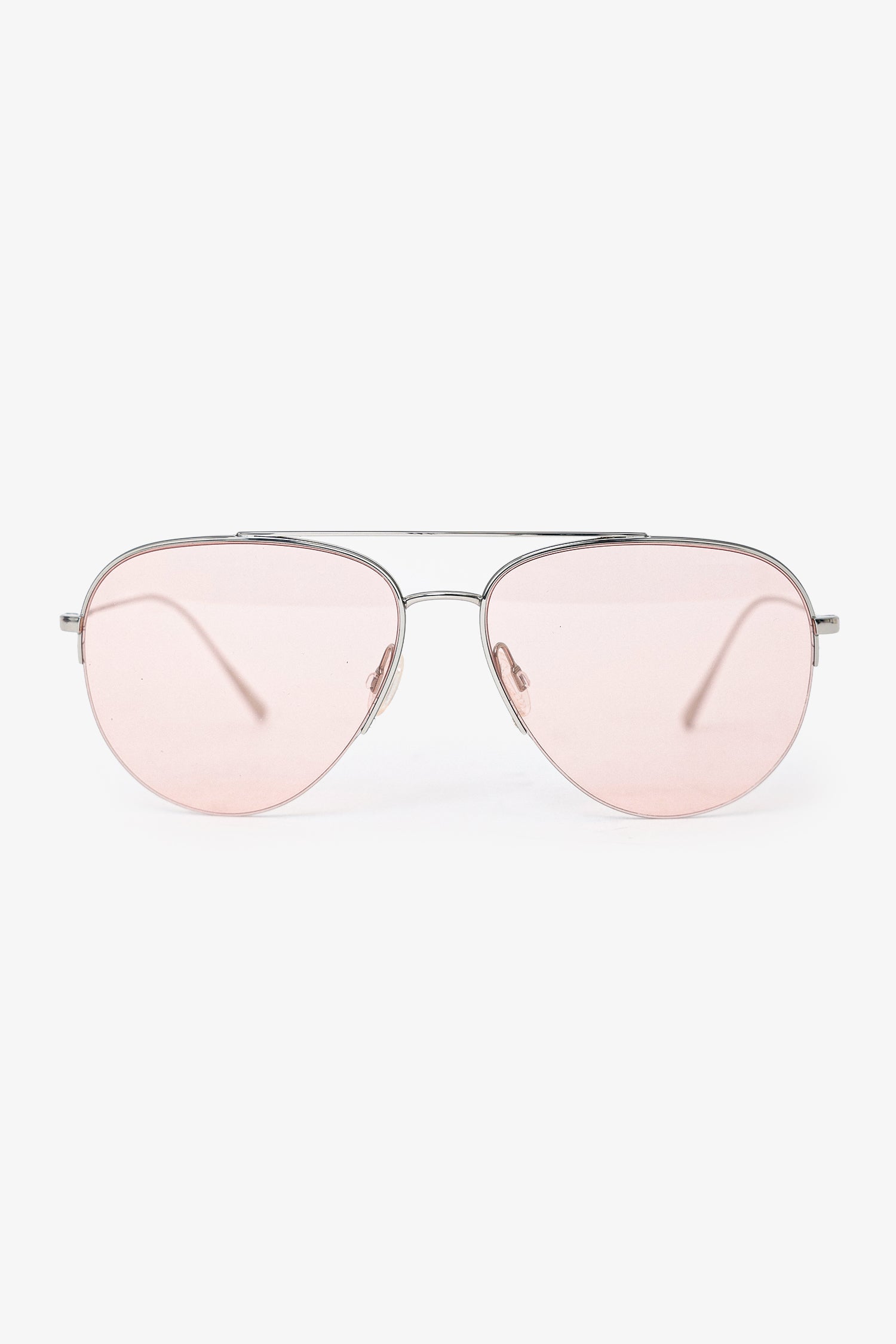 Oliver Peoples Pink/Silver 'Cleamons' Aviator Sunglasses
