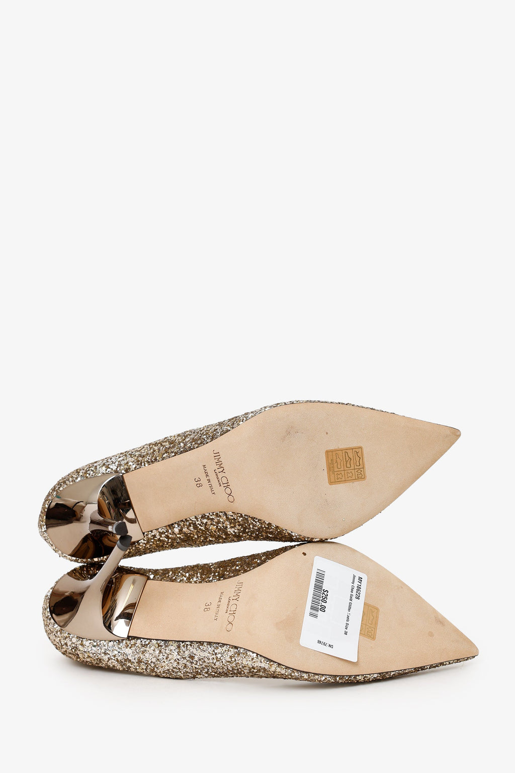 Jimmy Choo Gold Glitter Heels Size 38