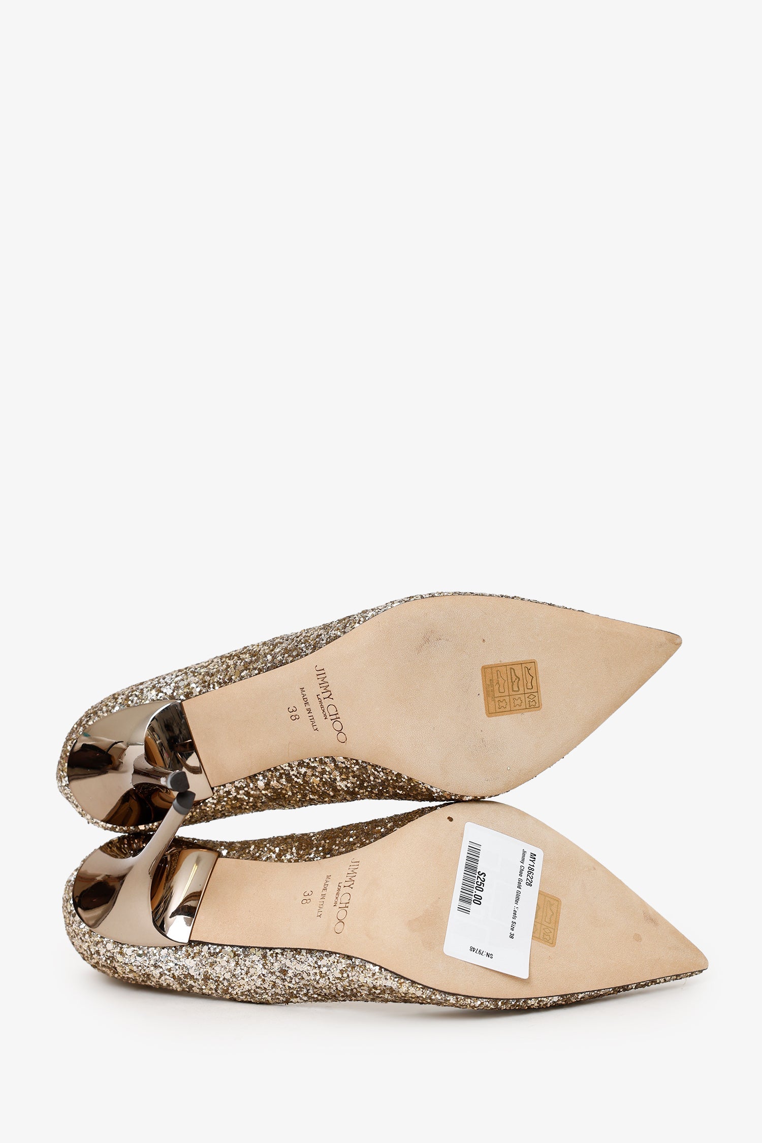 Jimmy Choo Gold Glitter Heels Size 38