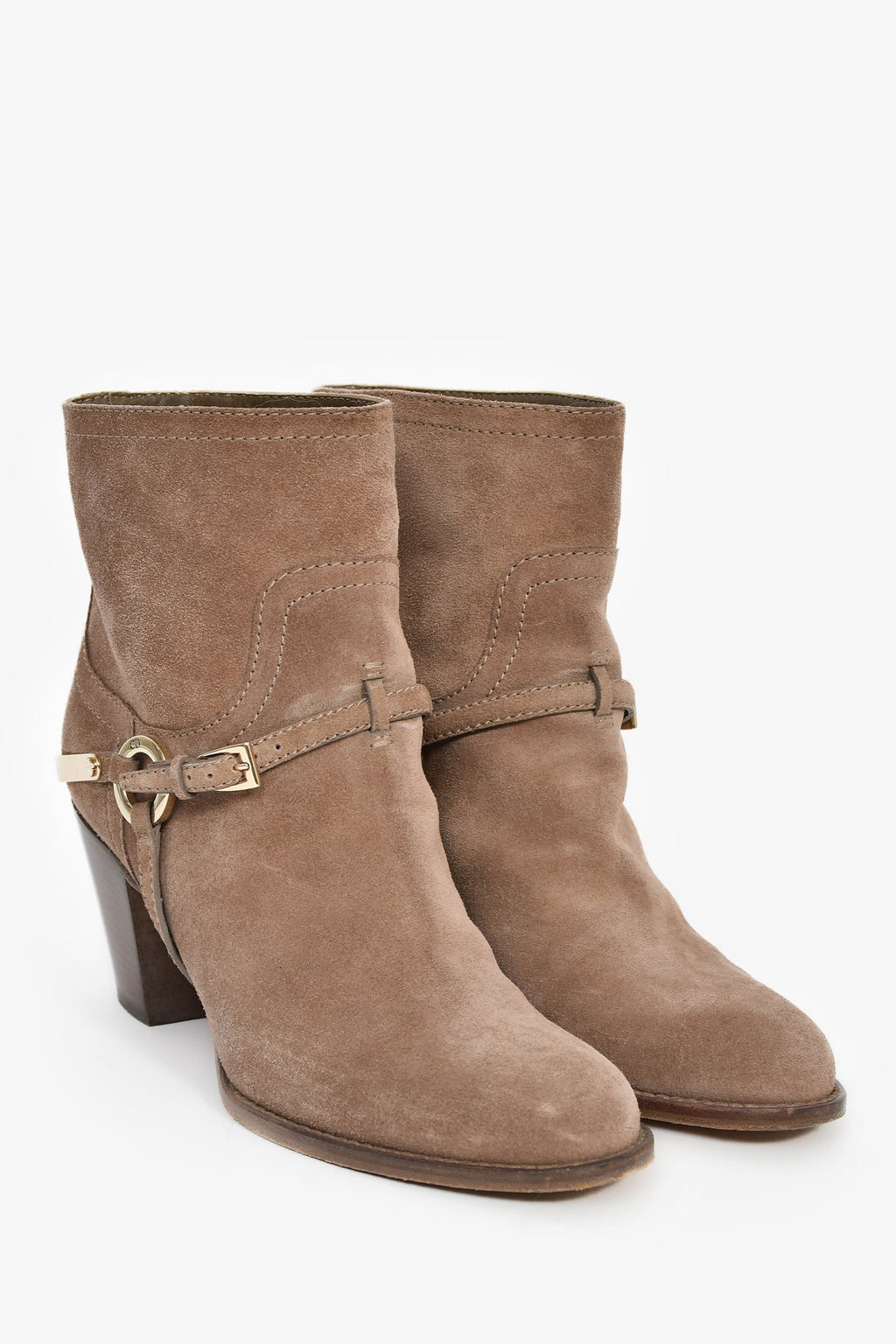 Christian Dior Taupe Suede Heeled Ankle Boots Size 37