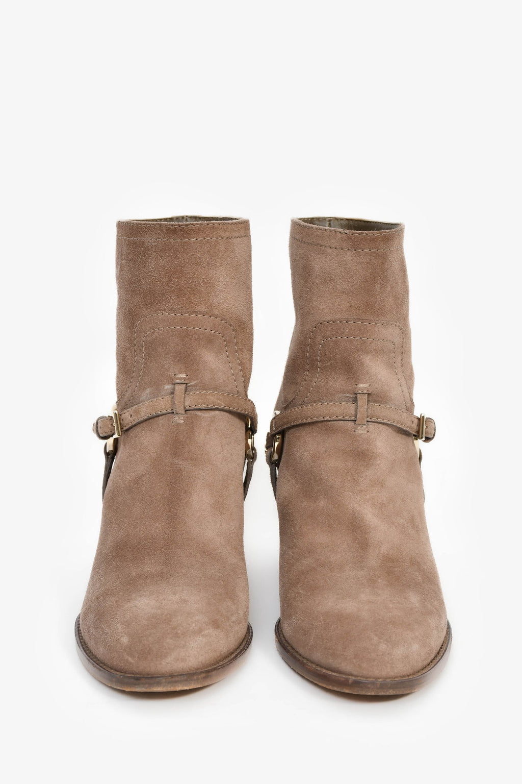 Christian Dior Taupe Suede Heeled Ankle Boots Size 37
