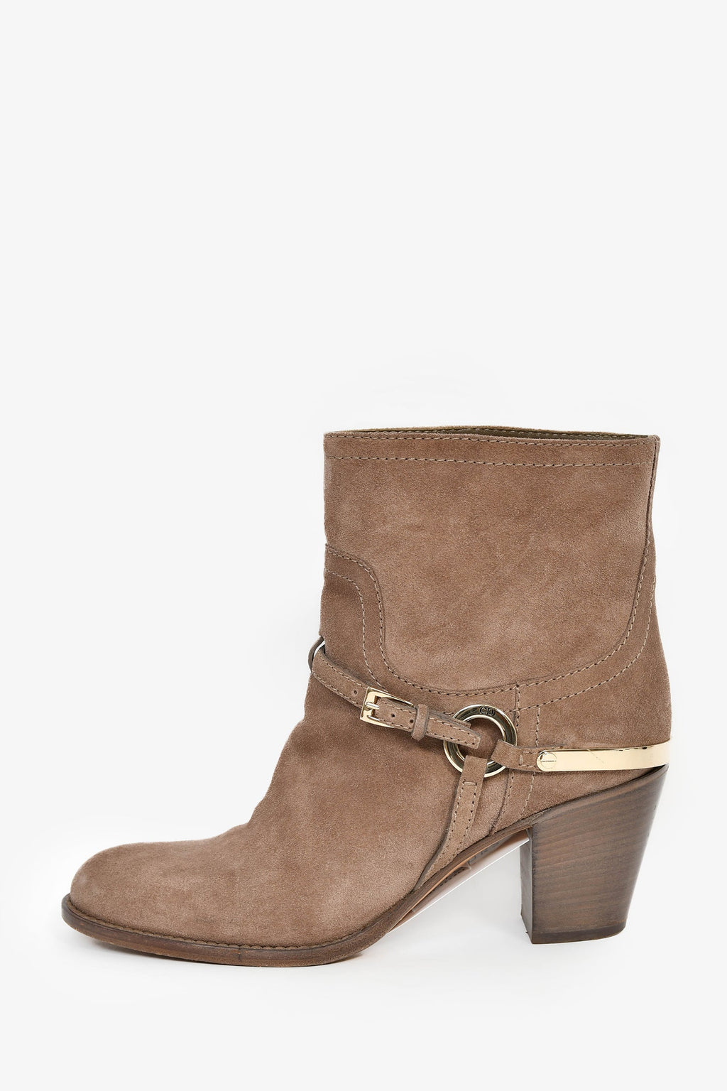 Christian Dior Taupe Suede Heeled Ankle Boots Size 37