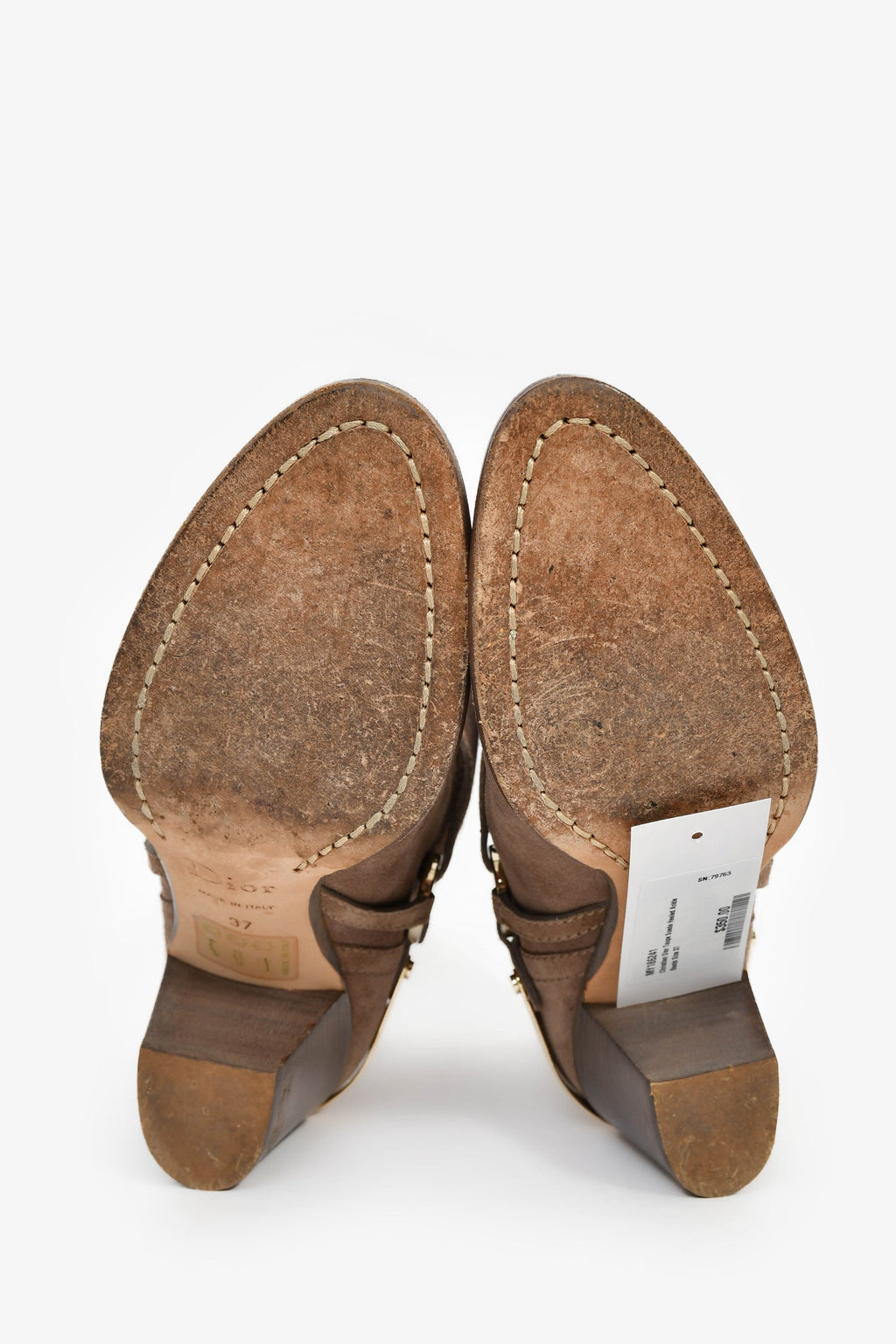 Christian Dior Taupe Suede Heeled Ankle Boots Size 37