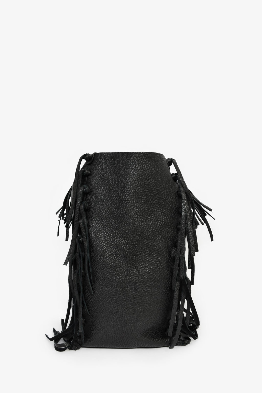 Valentino Black Grained Leather Fringe Tote