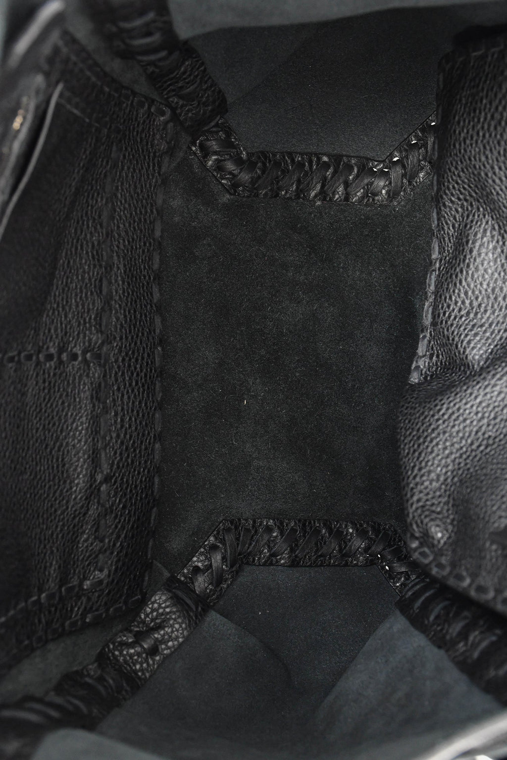 Valentino Black Grained Leather Fringe Tote