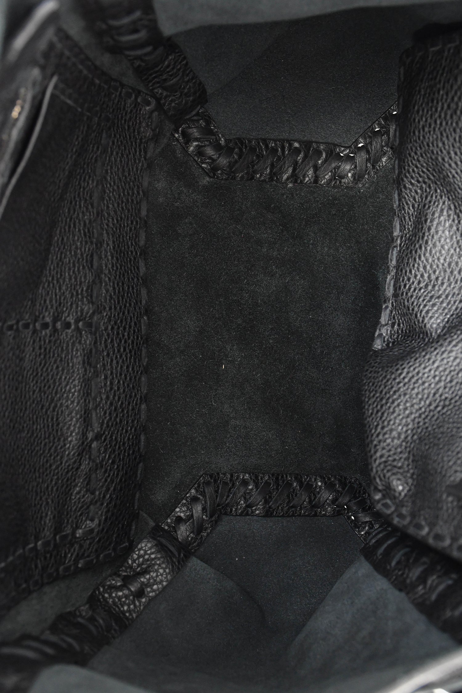 Valentino Black Grained Leather Fringe Tote