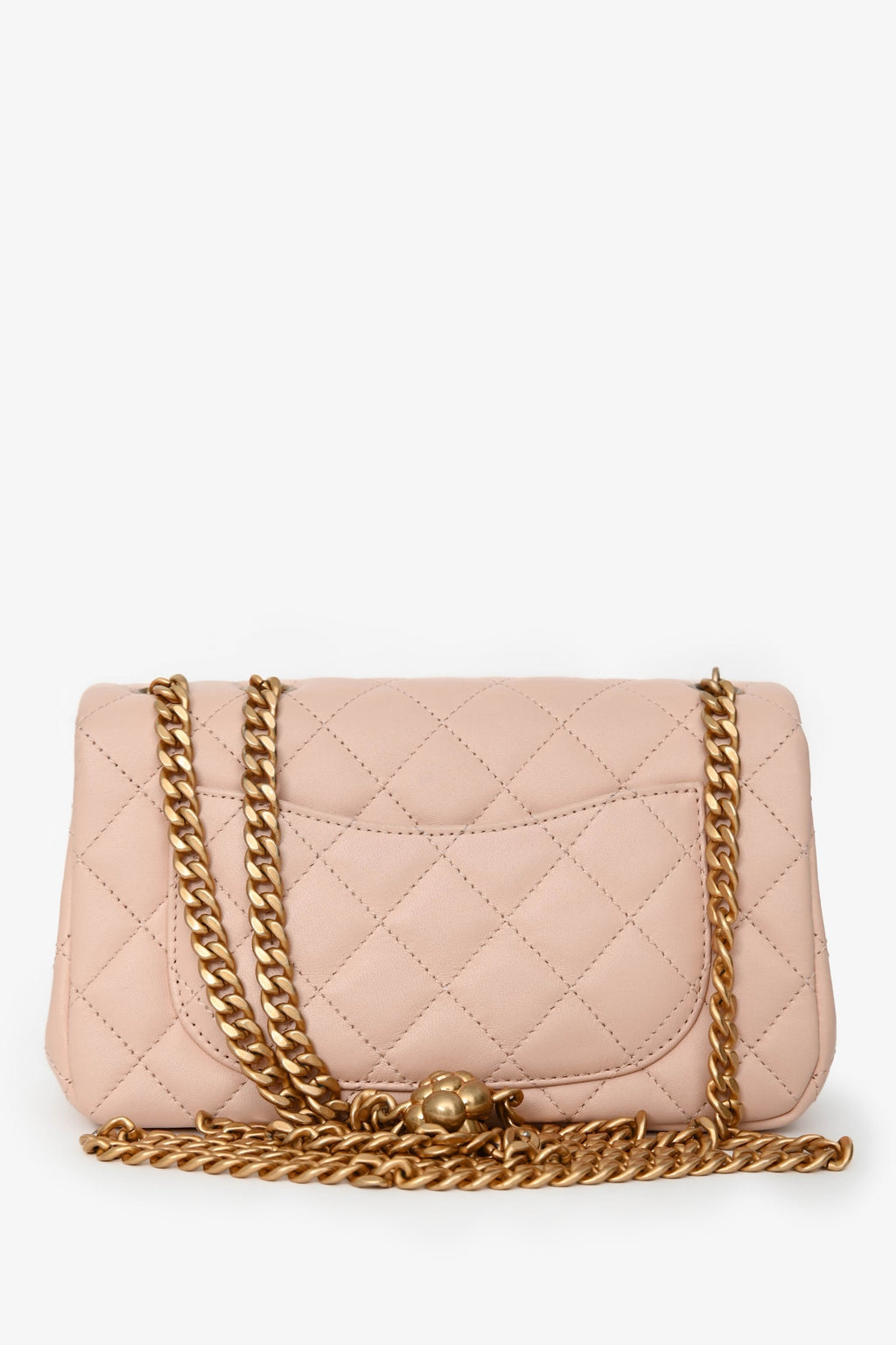 Pre-Loved Chanel™ Light Pink Lambskin Mini Camilla Flower Crush Flap Bag