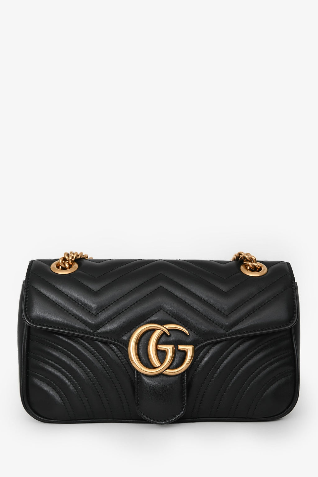 Gucci Black Leather GG Marmont Small Crossbody Bag