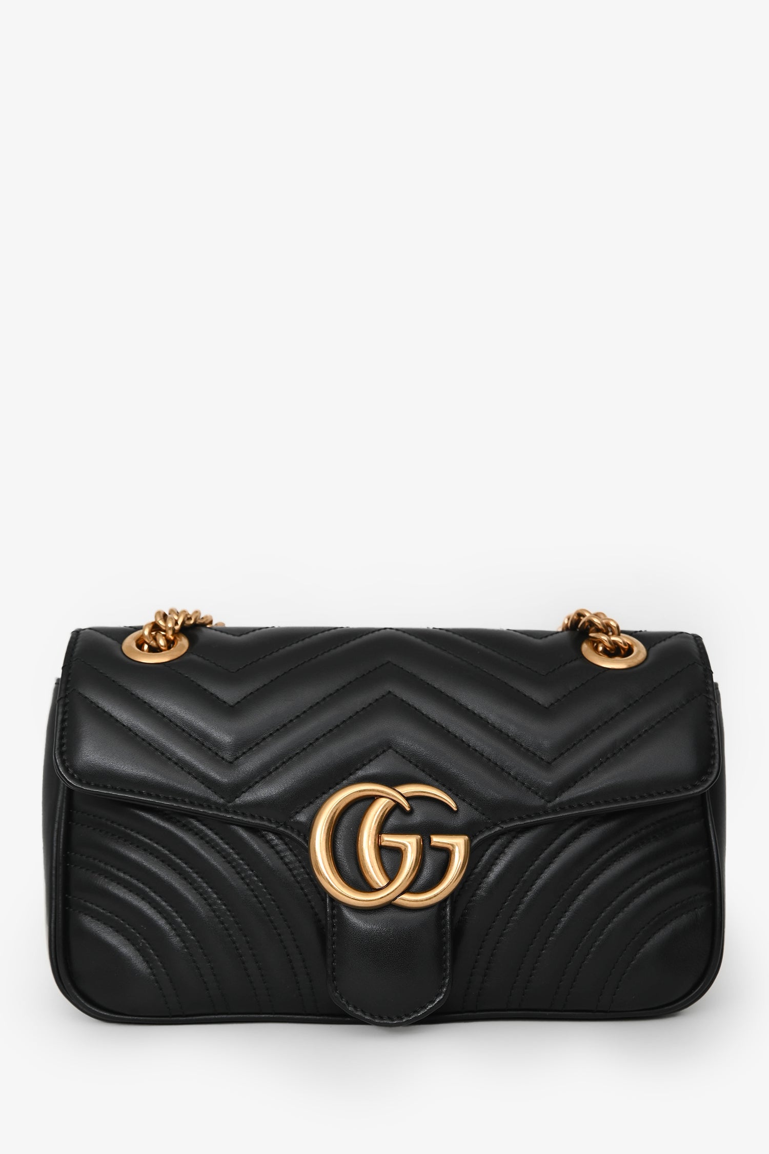 Gucci Black Leather GG Marmont Small Crossbody Bag
