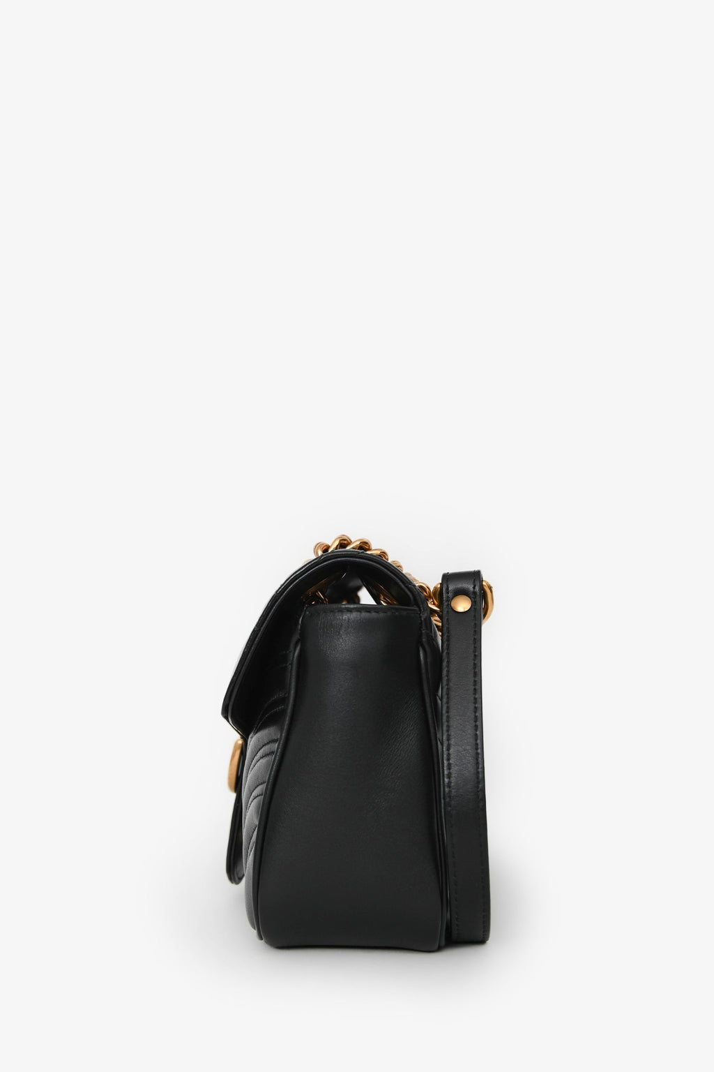 Gucci Black Leather GG Marmont Small Crossbody Bag