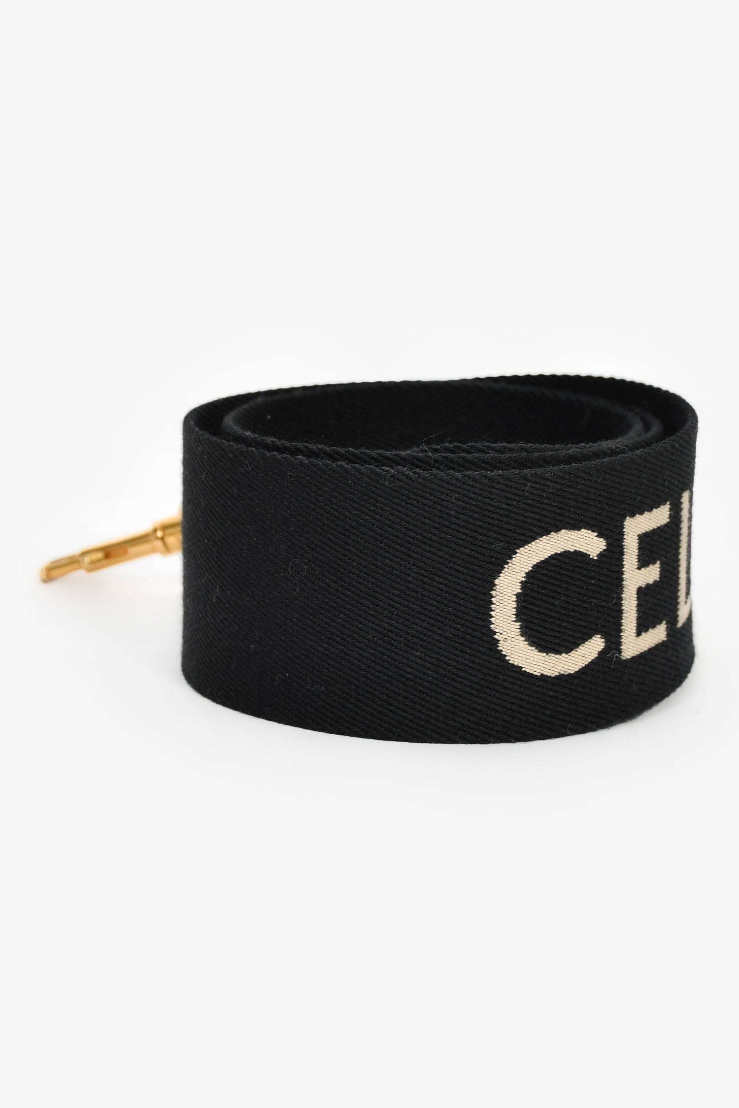 Celine Black Canvas Logo Bag Strap