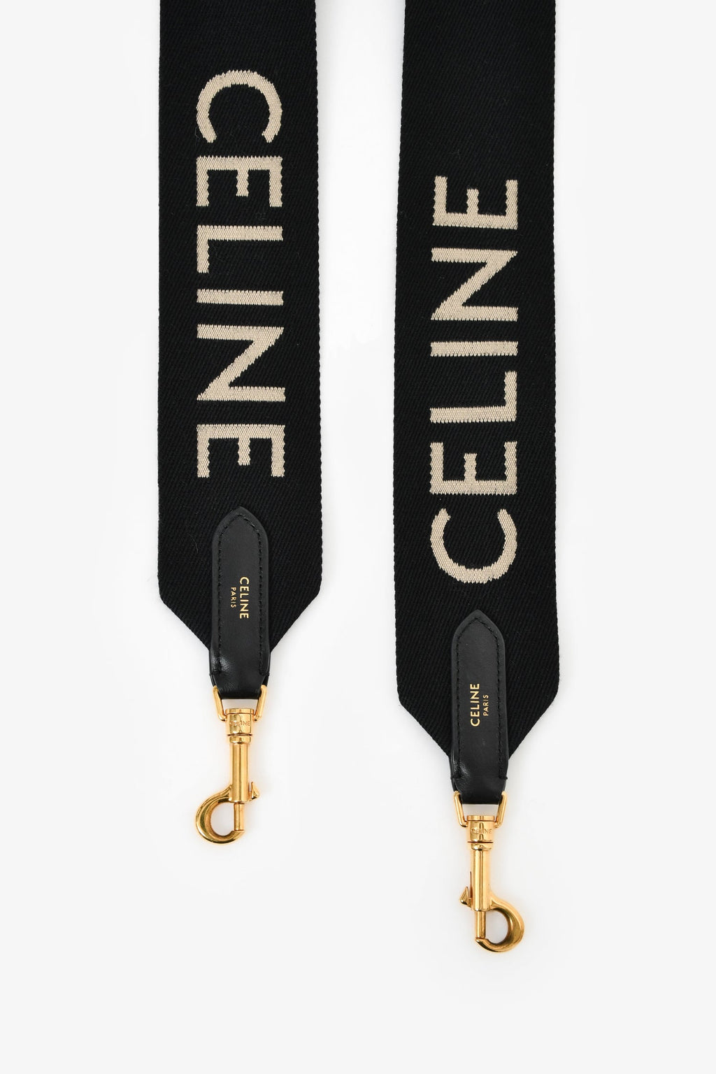 Celine Black Canvas Logo Bag Strap