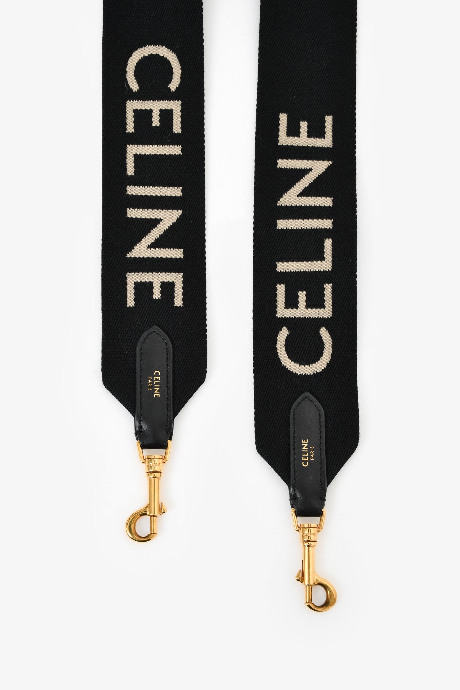 Celine Black Canvas Logo Bag Strap