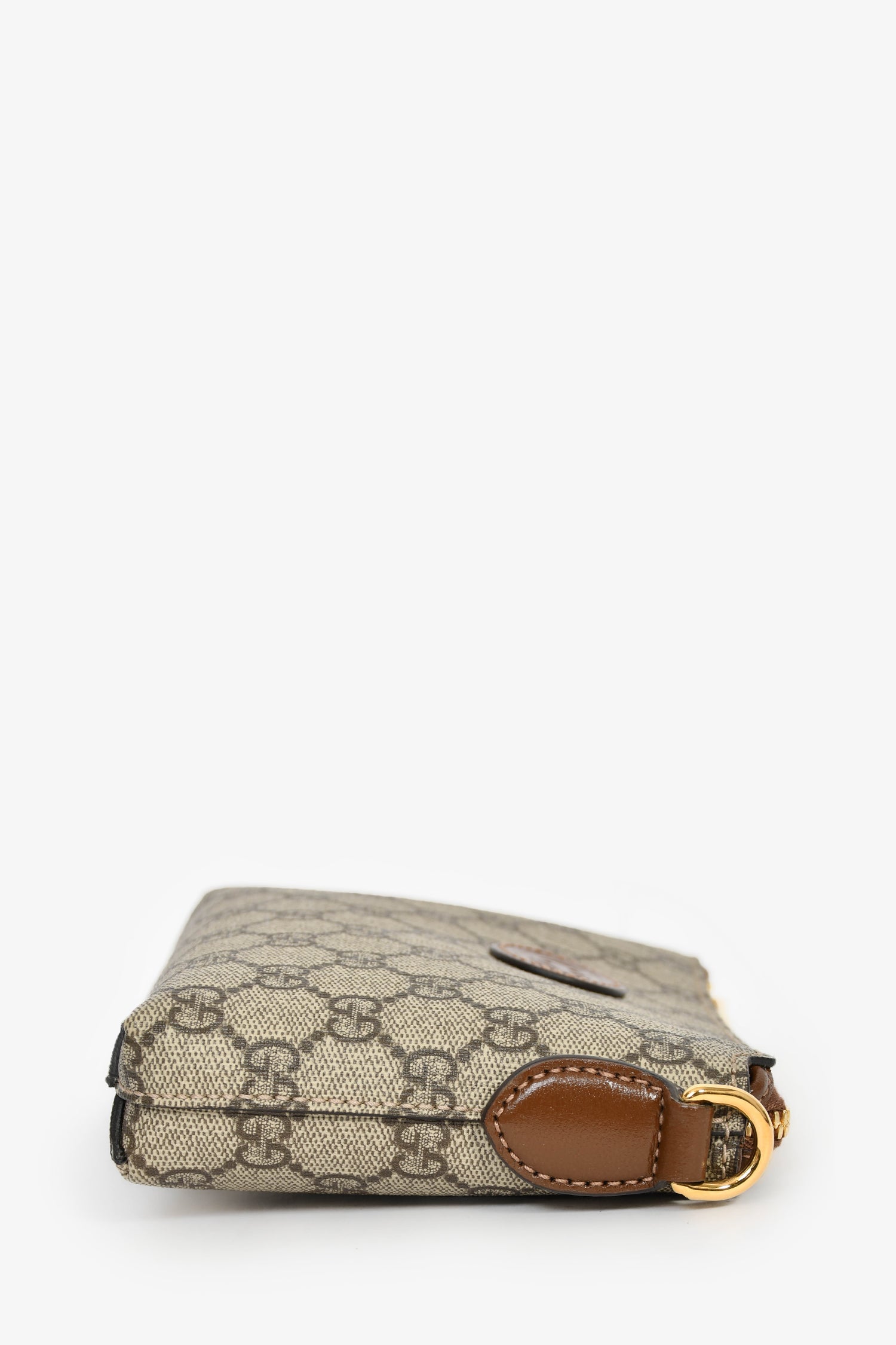 Gucci Beige GG Supreme Canvas Crossbody Bag with Wristlet Strap