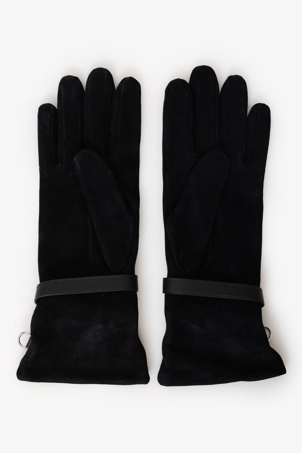 Hermès Black Suede Jade Gloves With Strap