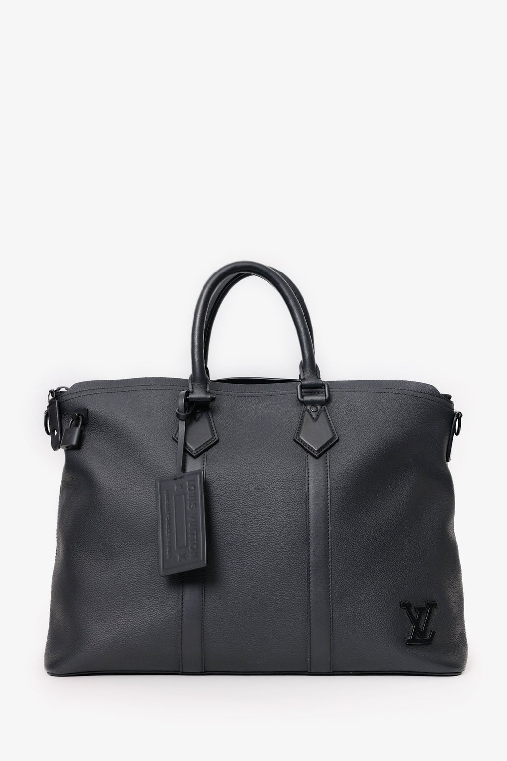 Louis Vuitton Black Grained Calfskin Aerogram LV Lock It Tote Bag With Strap