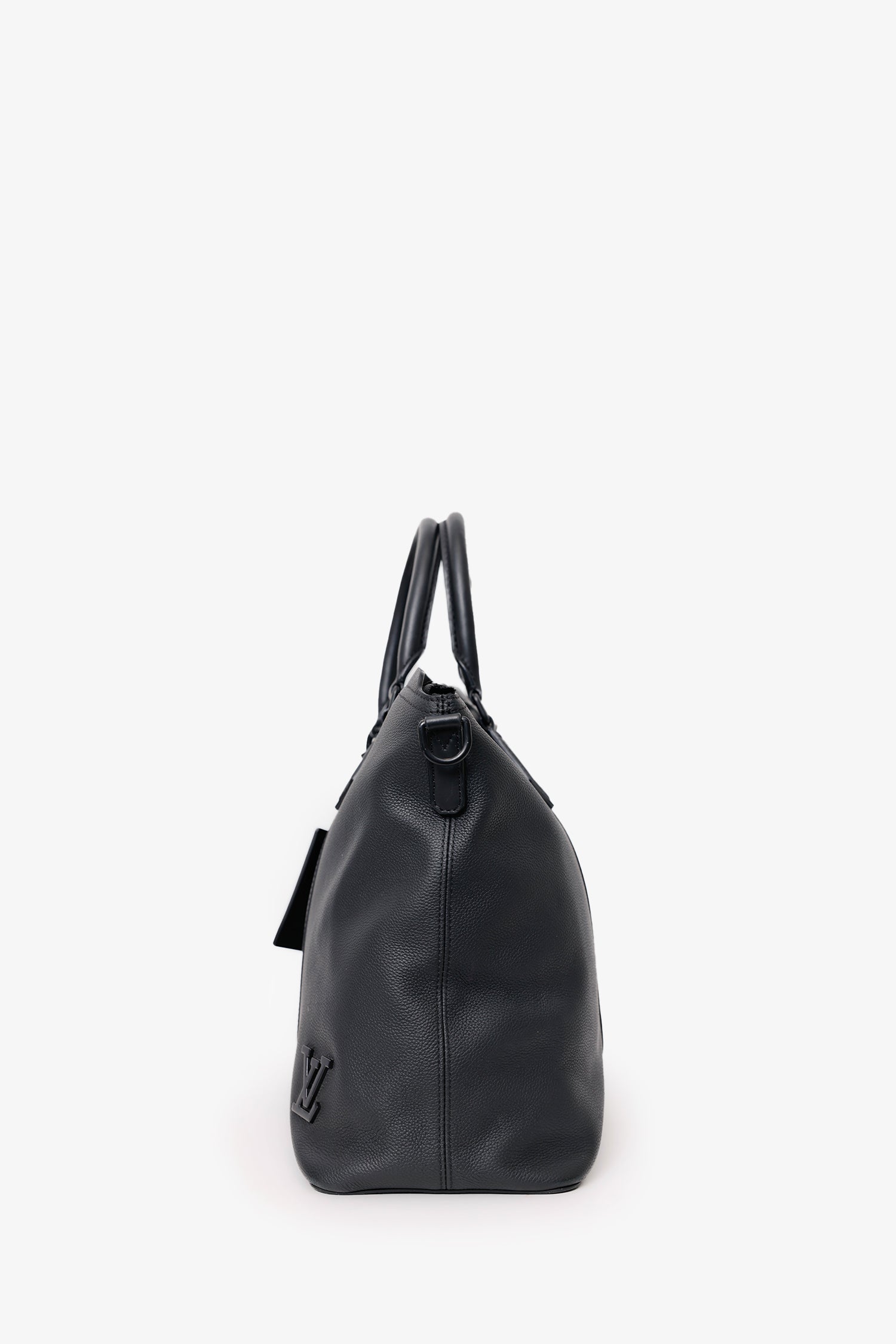 Louis Vuitton Black Grained Calfskin Aerogram LV Lock It Tote Bag With Strap