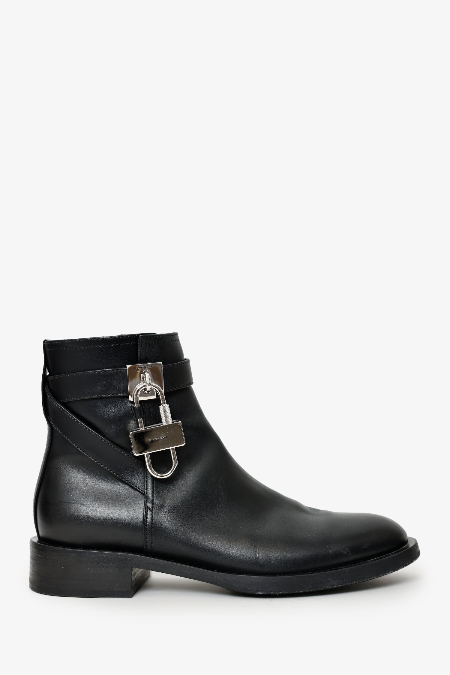 Givenchy Black Leather Lock Ankle Boots Size 38