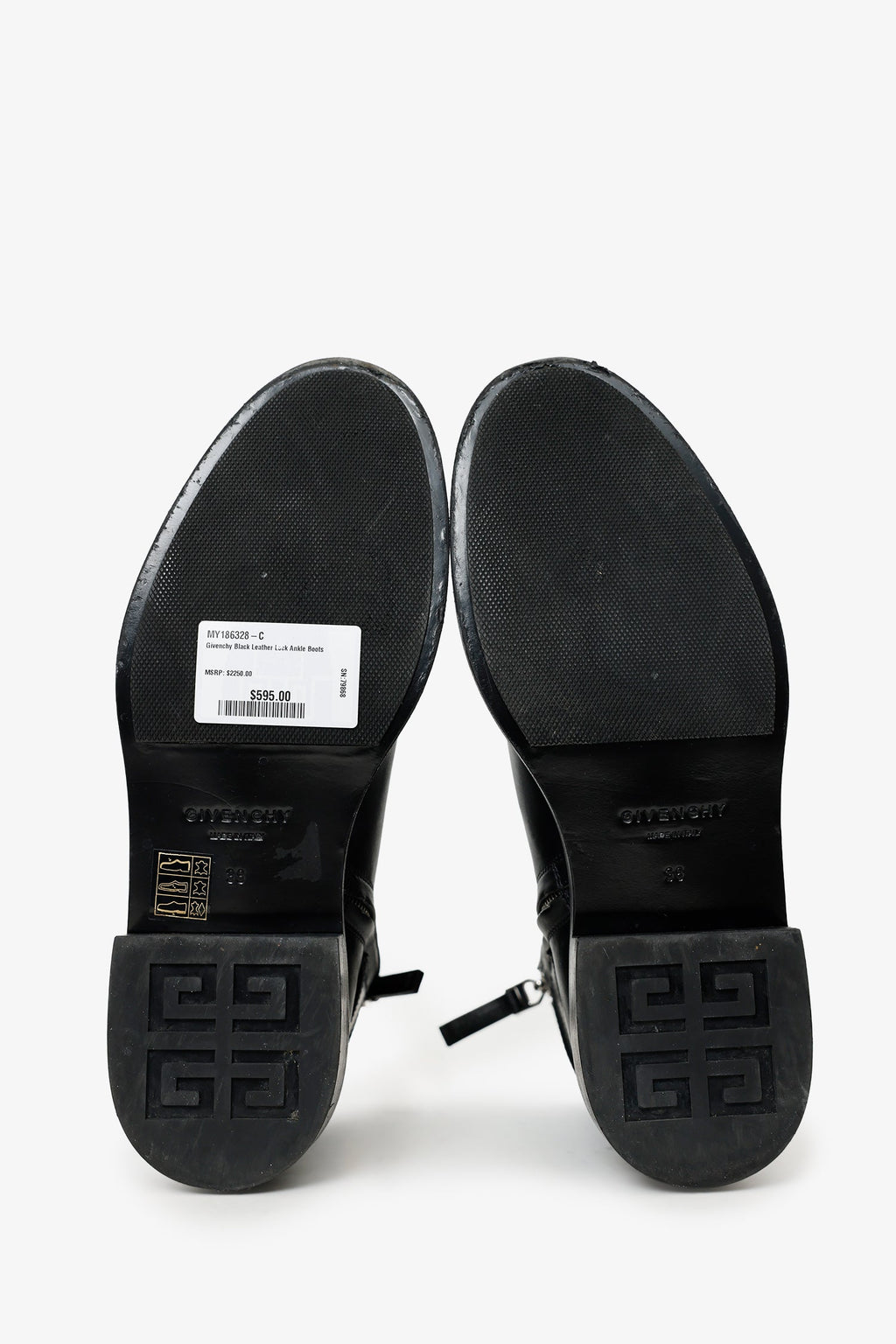 Givenchy Black Leather Lock Ankle Boots Size 38