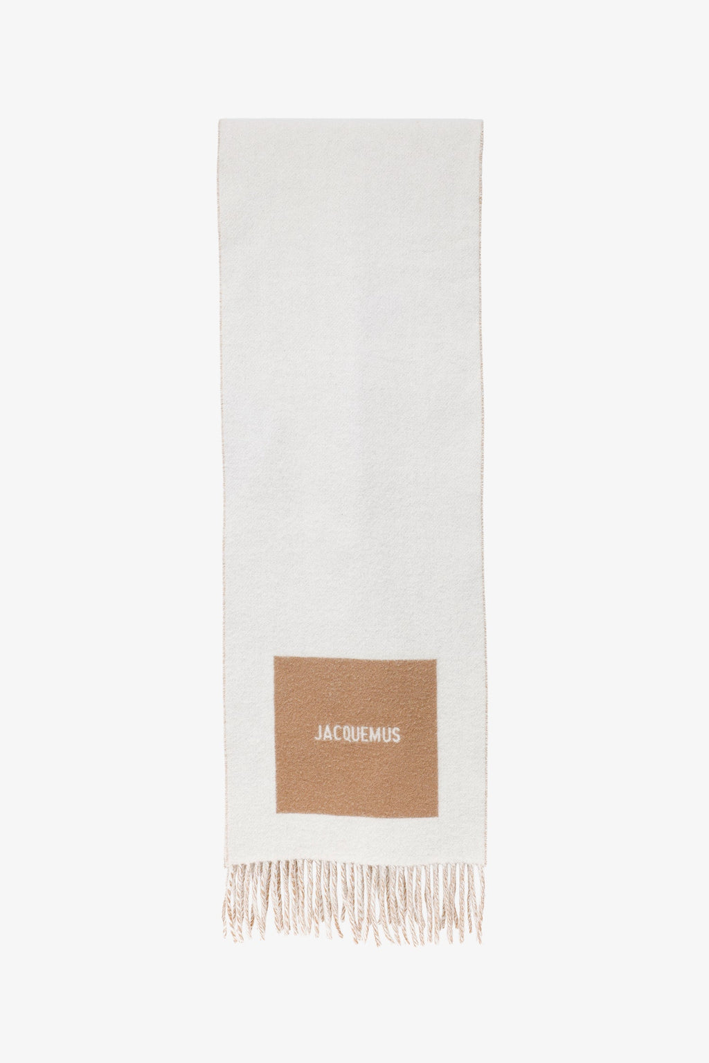 Jacquemus White/Brown Wool L'Echarpe Rond Carre Scarf