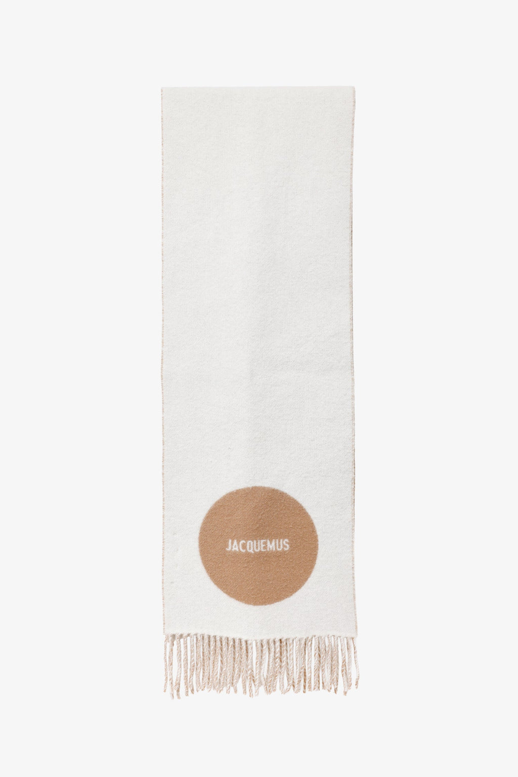 Jacquemus White/Brown Wool L'Echarpe Rond Carre Scarf