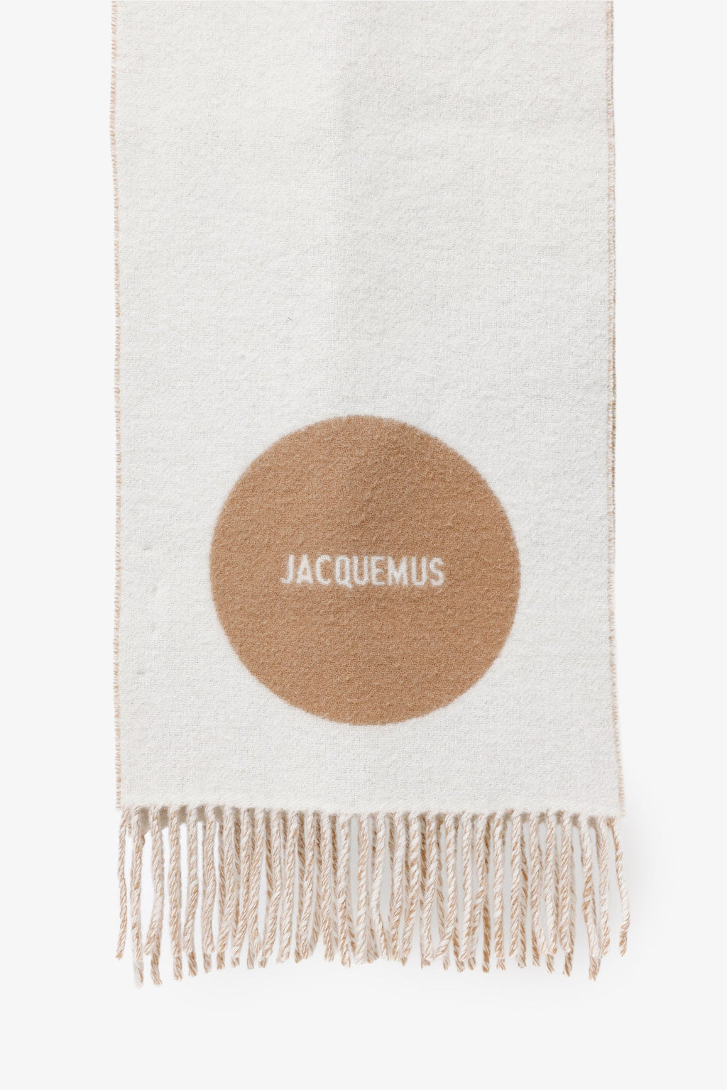 Jacquemus White/Brown Wool L'Echarpe Rond Carre Scarf