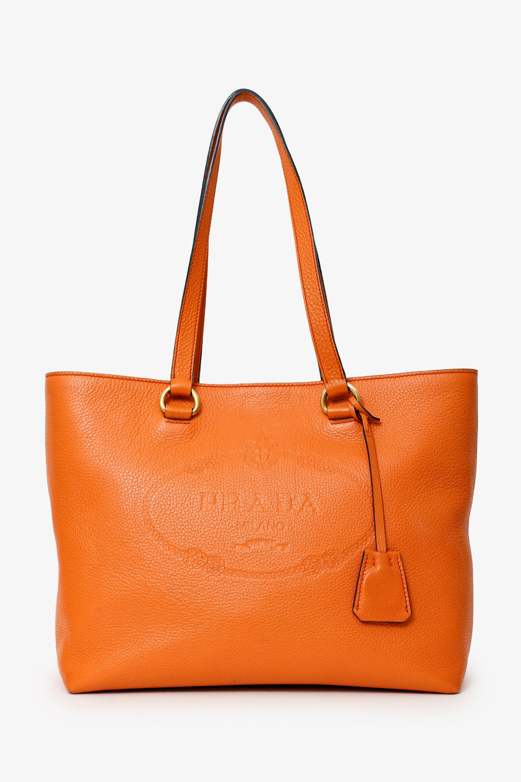Prada Orange Leather Vitello Daino Tote Bag