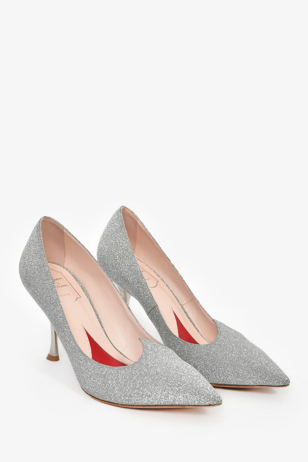 Roger Vivier Silver 'I love Vivier' Glitter Pumps Size 39