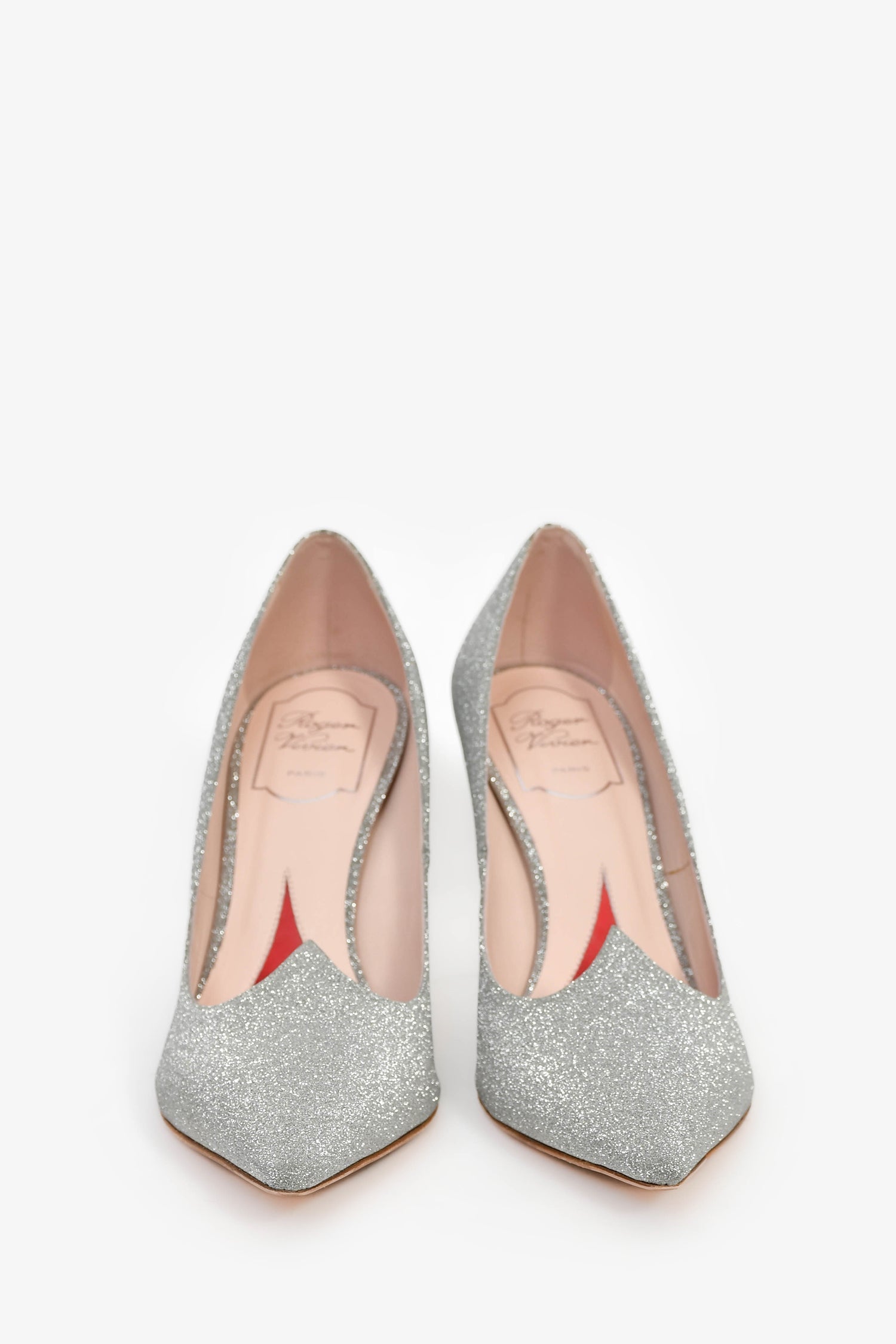 Roger Vivier Silver 'I love Vivier' Glitter Pumps Size 39
