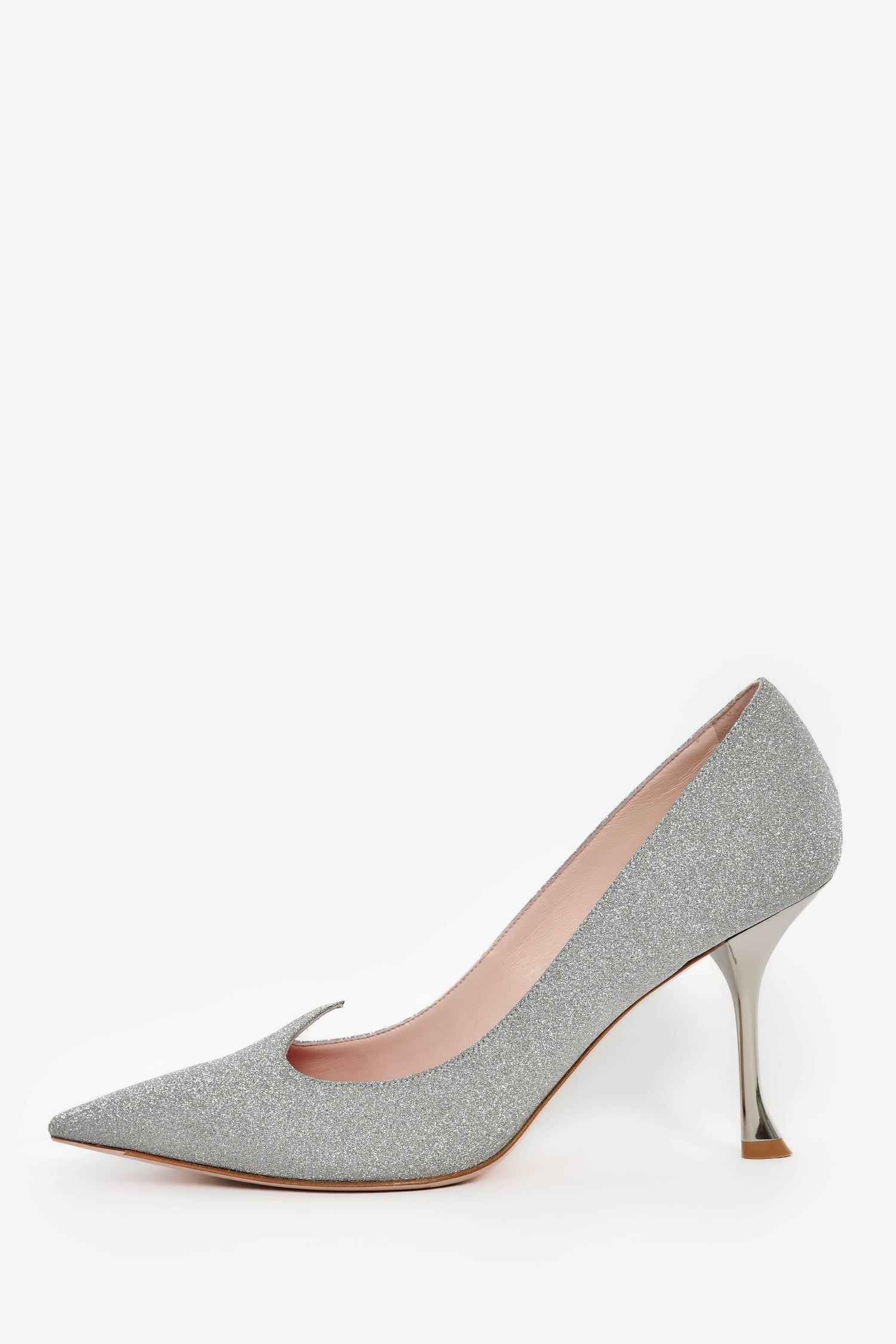 Roger Vivier Silver 'I love Vivier' Glitter Pumps Size 39