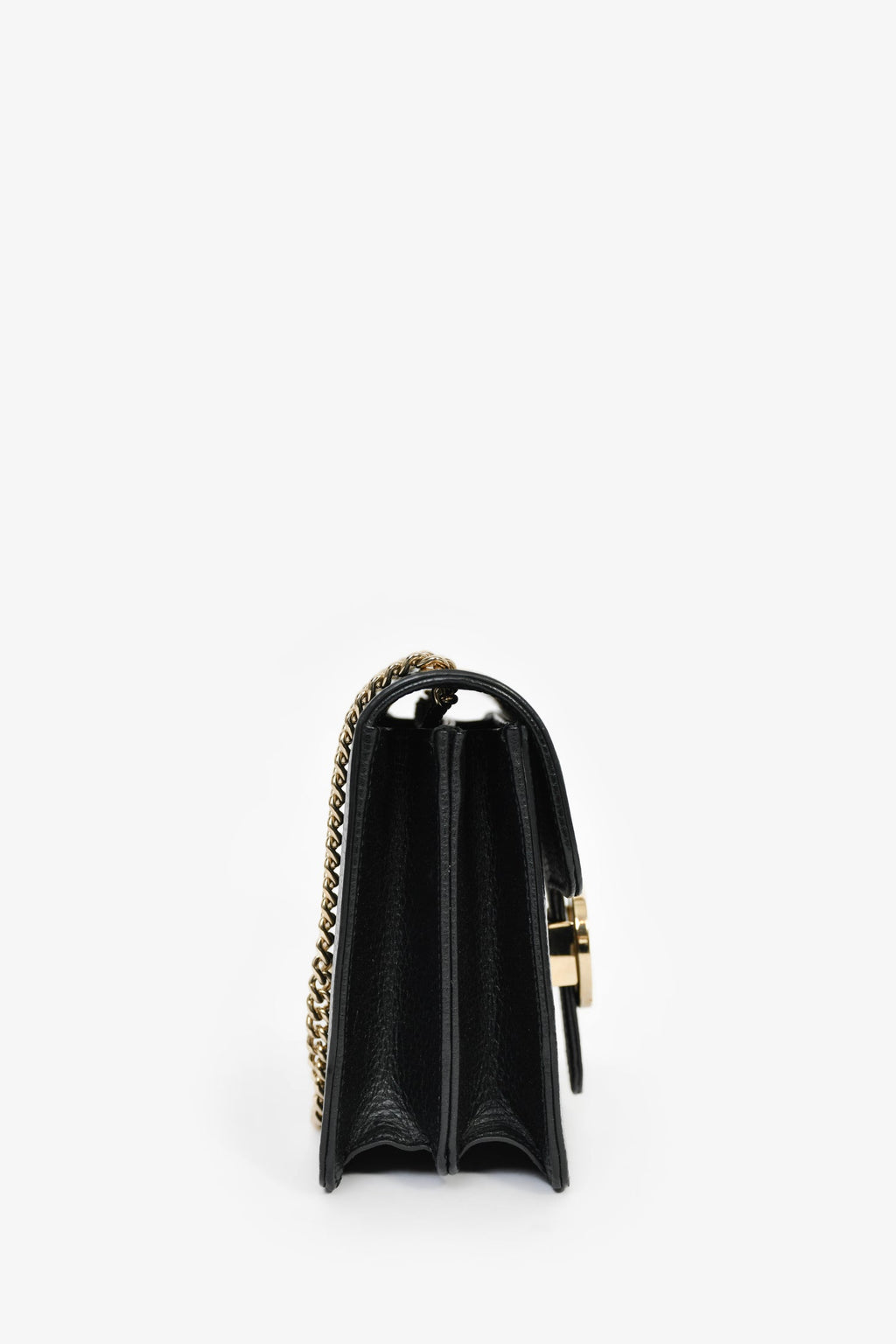 Gucci Black Leather GG Interlocking Small Chain Crossbody Bag