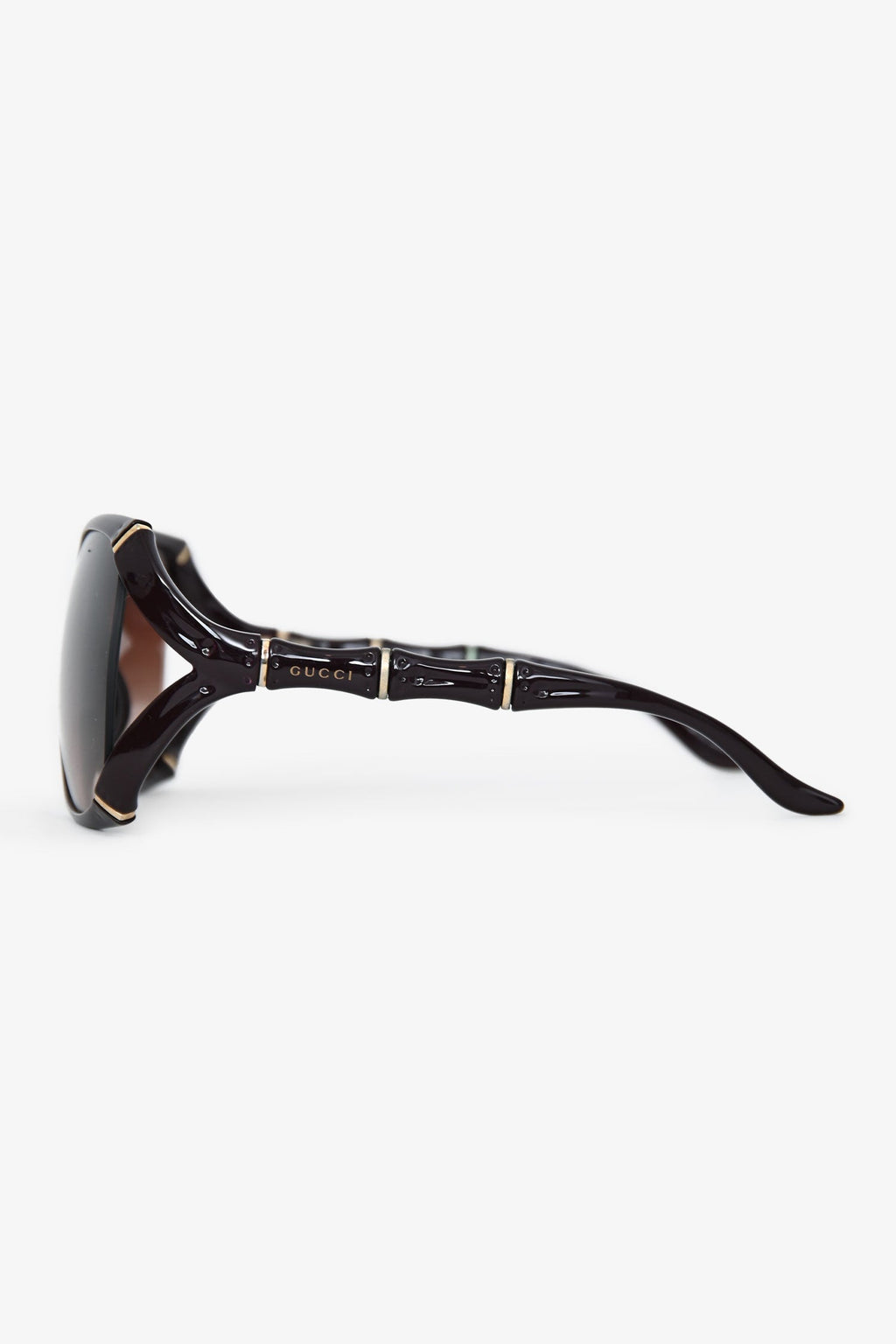 Gucci Dark Purple Havana Acetate Bamboo Effect Sunglasses