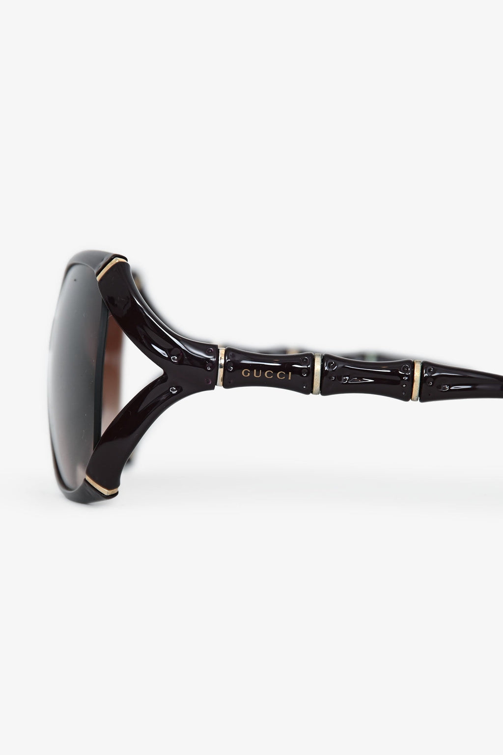 Gucci Dark Purple Havana Acetate Bamboo Effect Sunglasses