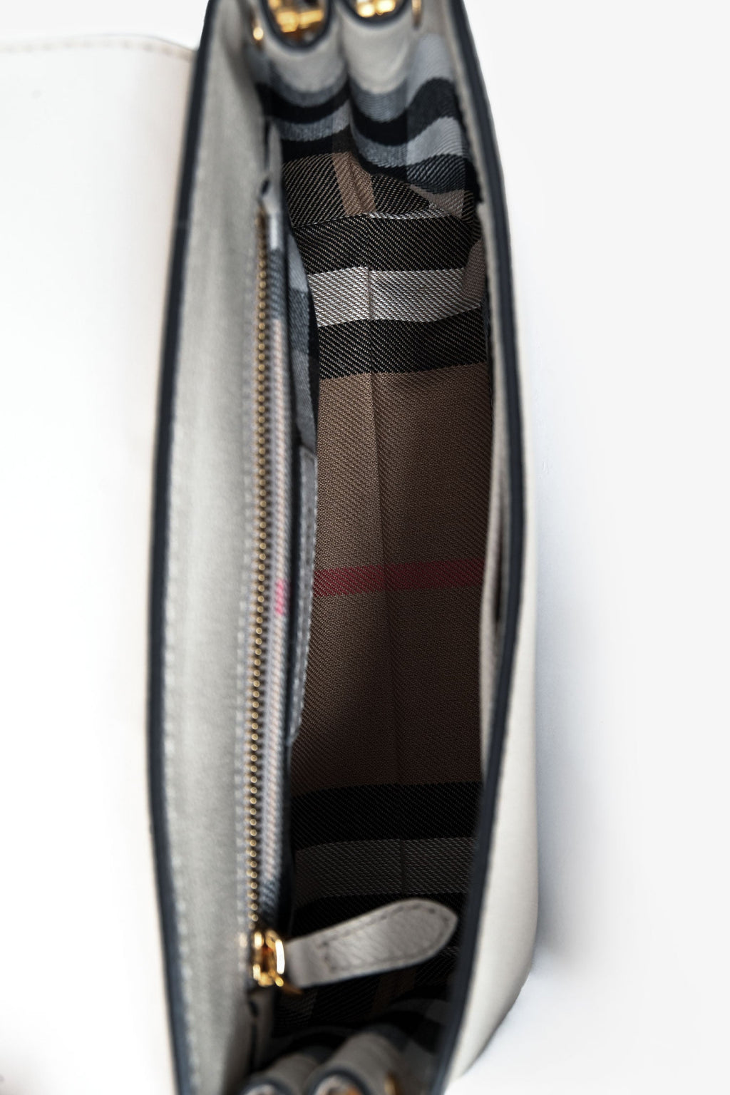 Burberry White Leather Buckle Crossbody Bag