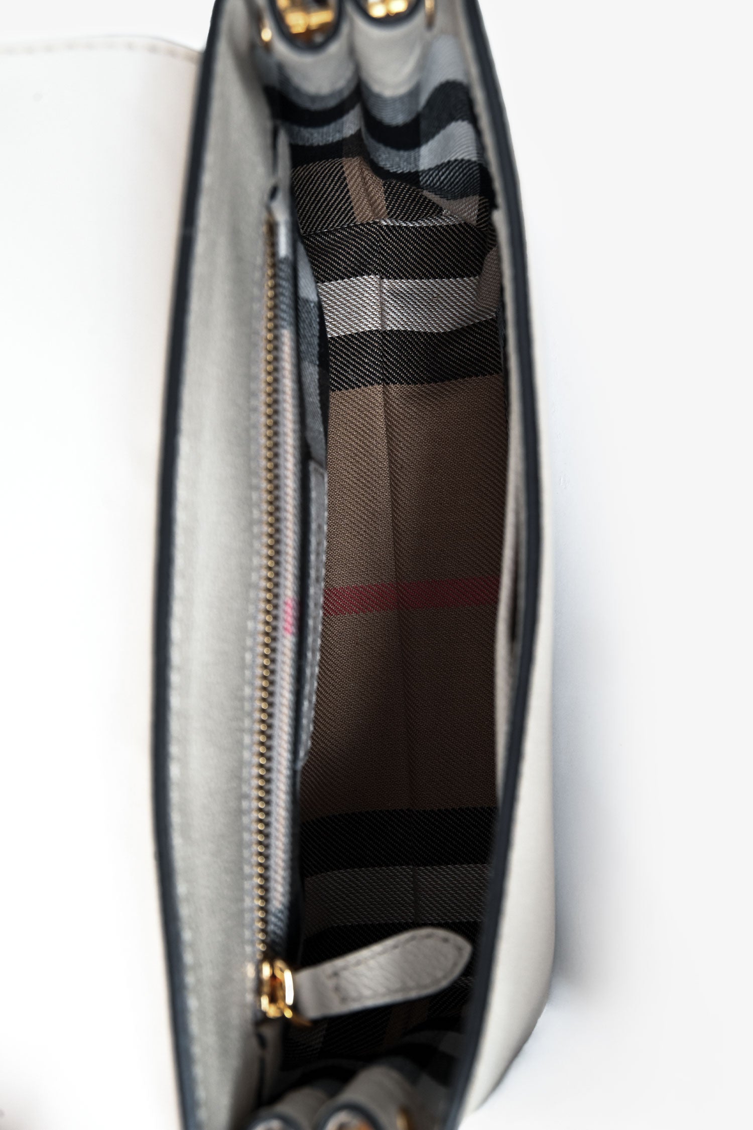 Burberry White Leather Buckle Crossbody Bag