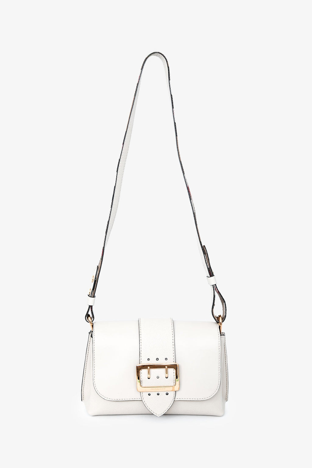 Burberry White Leather Buckle Crossbody Bag