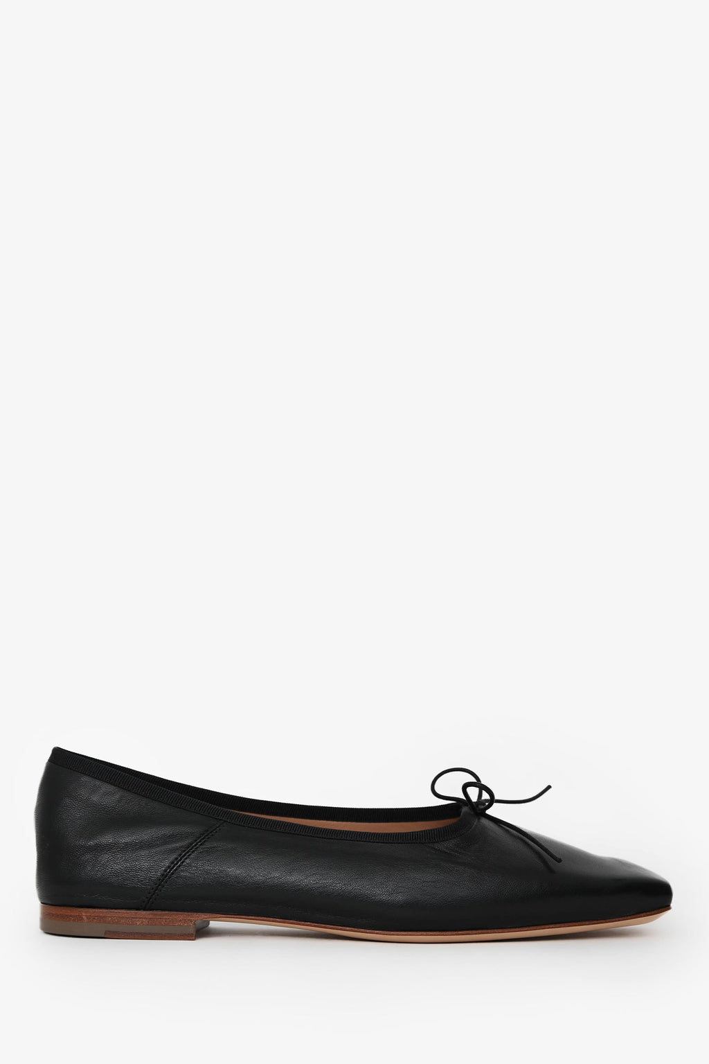 Mansur Gavriel Black Leather Square Toe Ballerina Flats Size 40