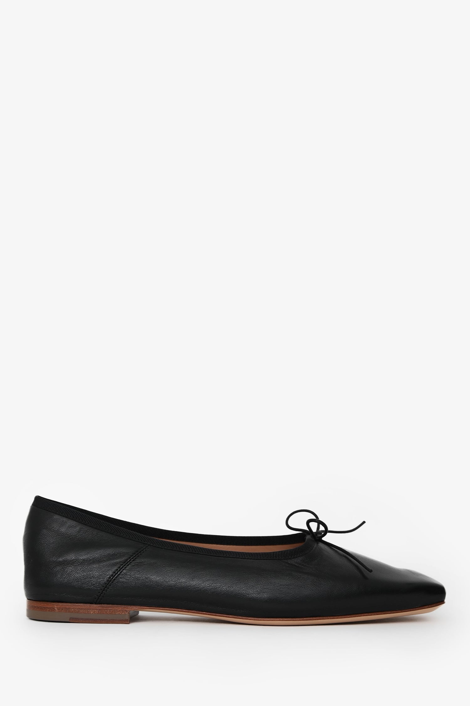 Mansur Gavriel Black Leather Square Toe Ballerina Flats Size 40