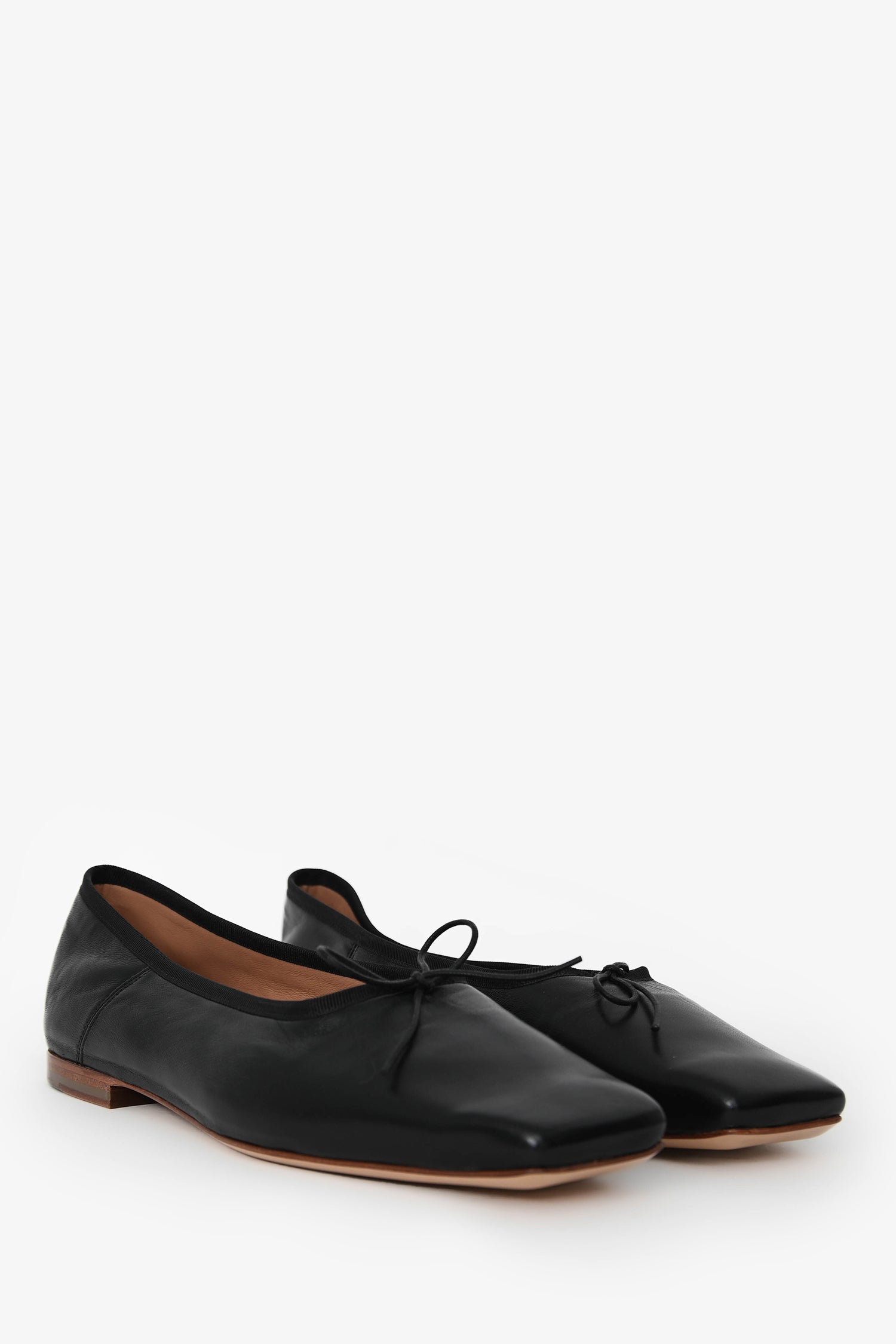 Mansur Gavriel Black Leather Square Toe Ballerina Flats Size 40