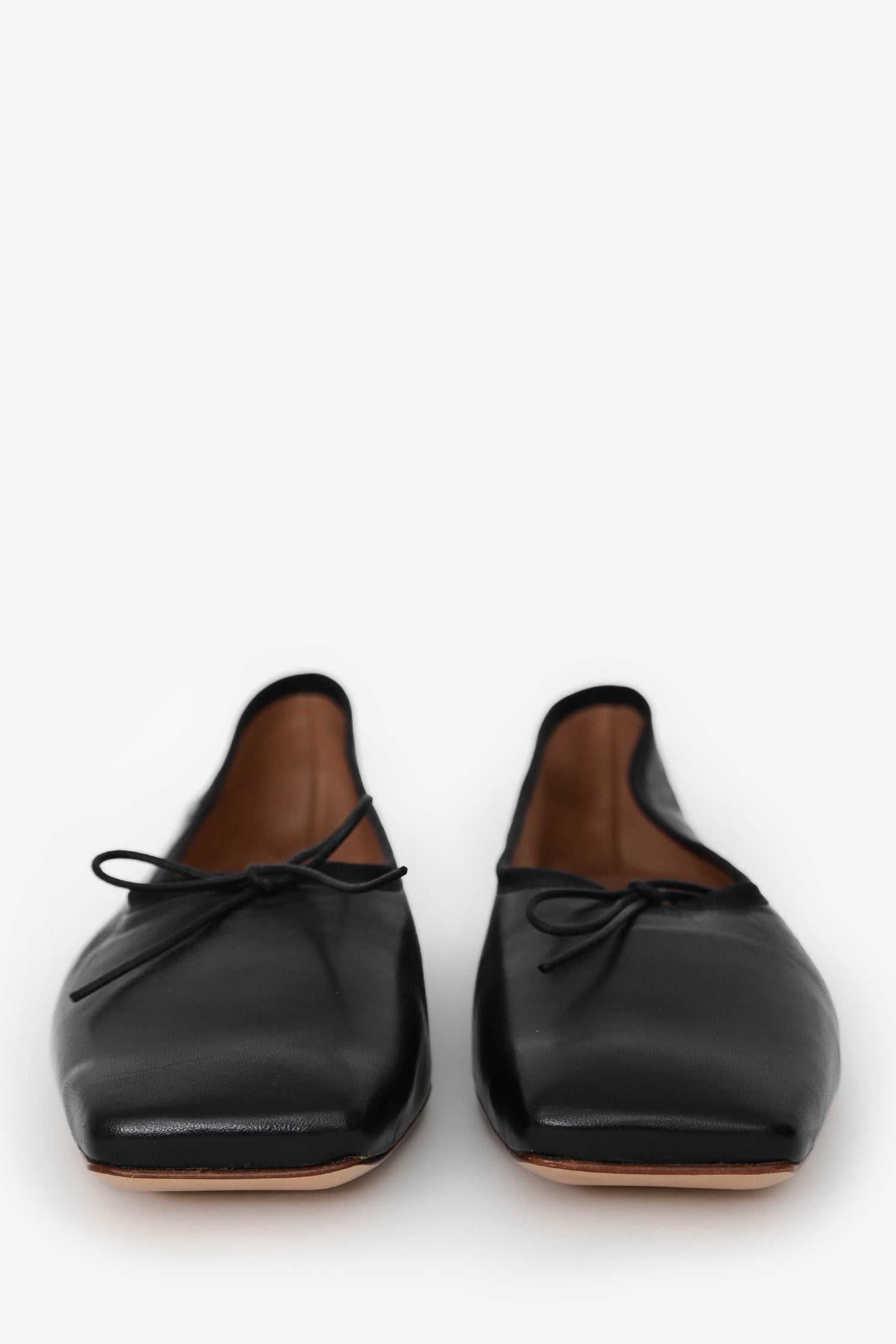 Mansur Gavriel Black Leather Square Toe Ballerina Flats Size 40