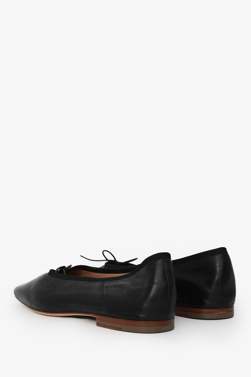 Mansur Gavriel Black Leather Square Toe Ballerina Flats Size 40