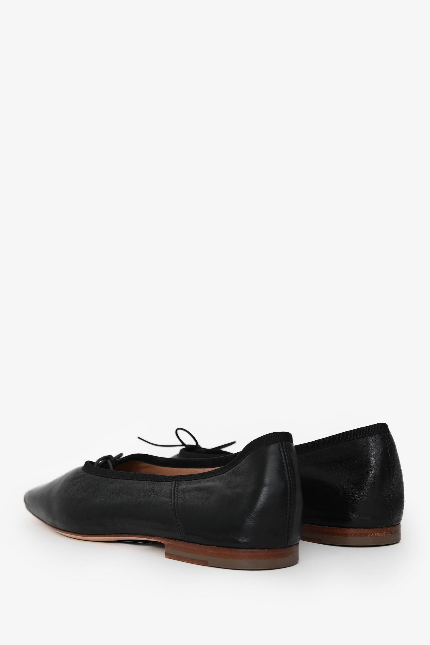 Mansur Gavriel Black Leather Square Toe Ballerina Flats Size 40