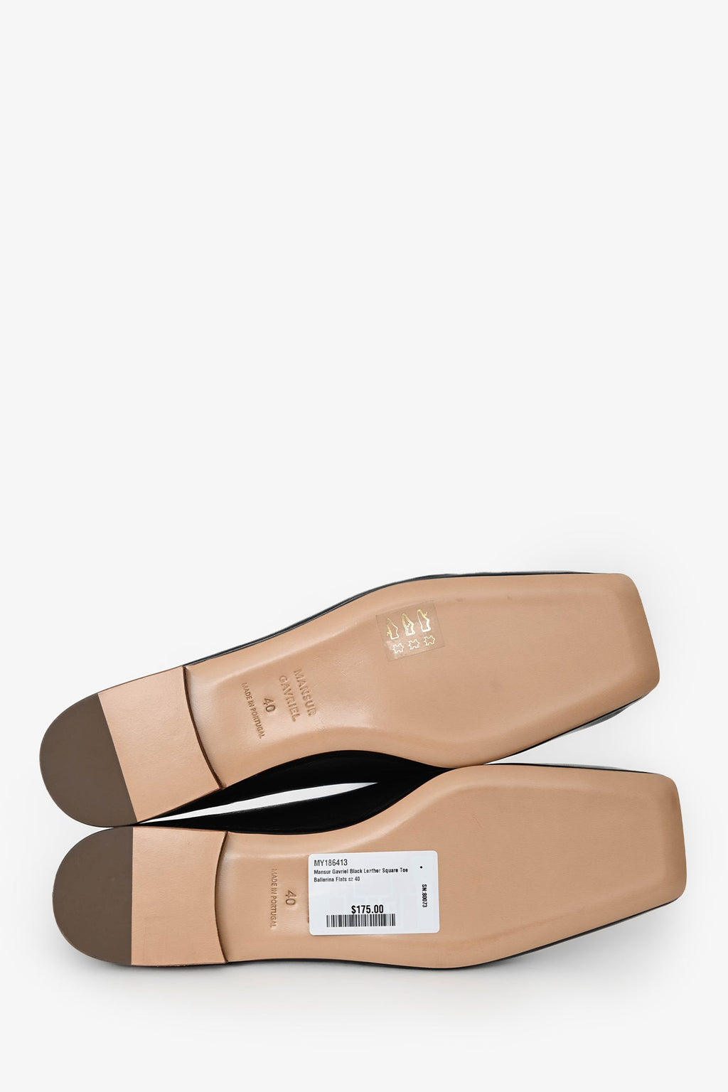 Mansur Gavriel Black Leather Square Toe Ballerina Flats Size 40