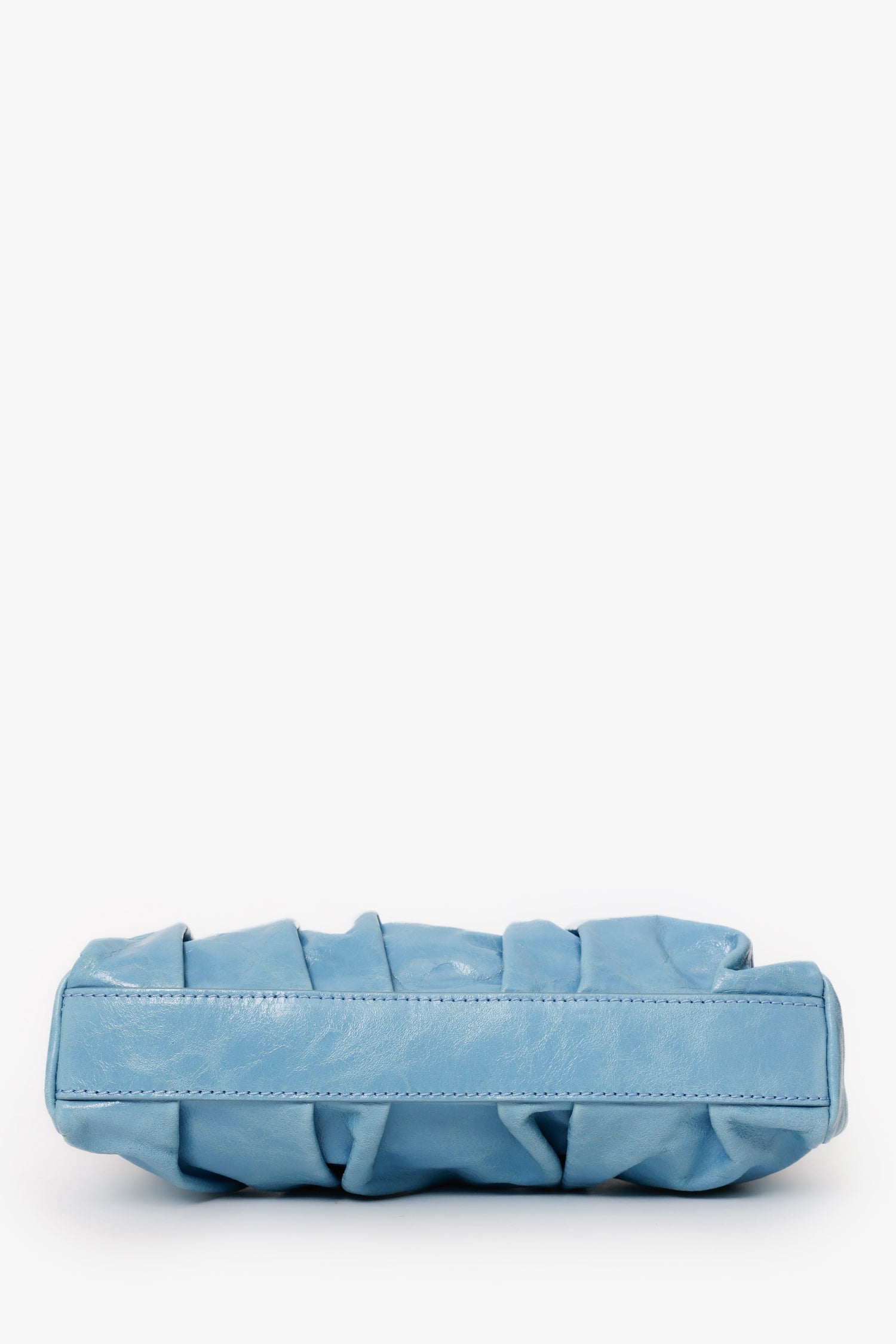 Elleme Blue Leather Pleated Shoulder Bag
