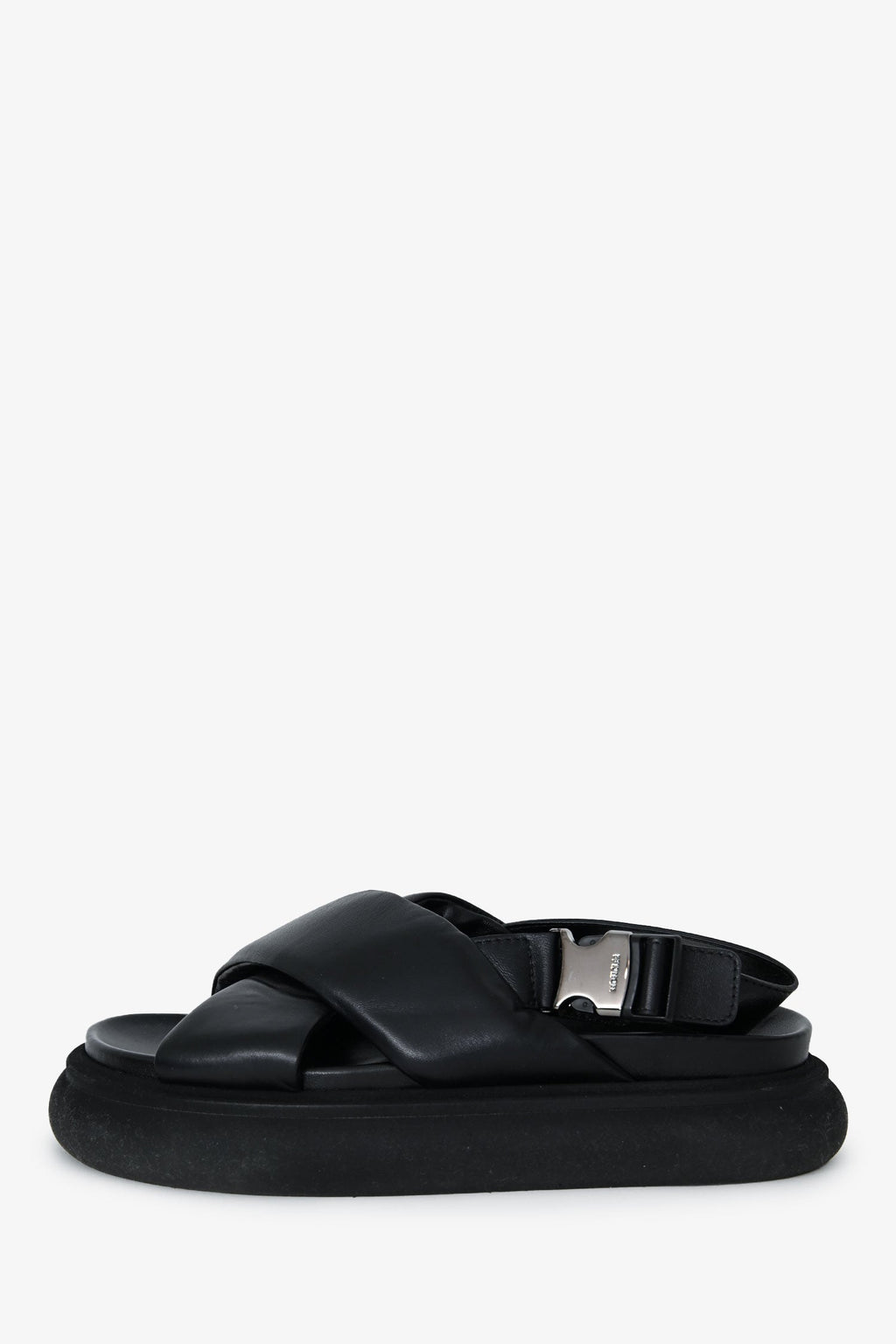 Moncler Black Leather Cross Strap Sandals Size 37